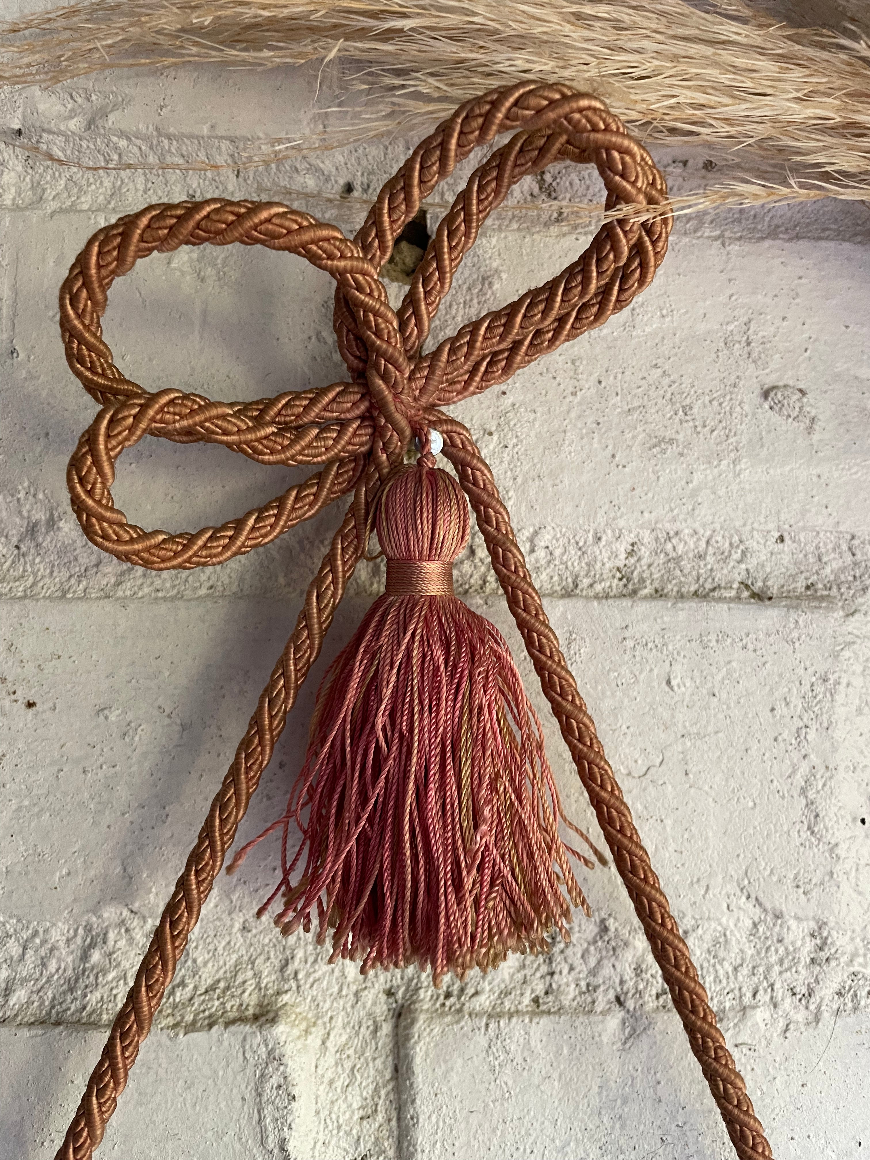 19th Century Framed Lithographic Print with Gilt Frame and Rope Tie:  Pastoral Scene