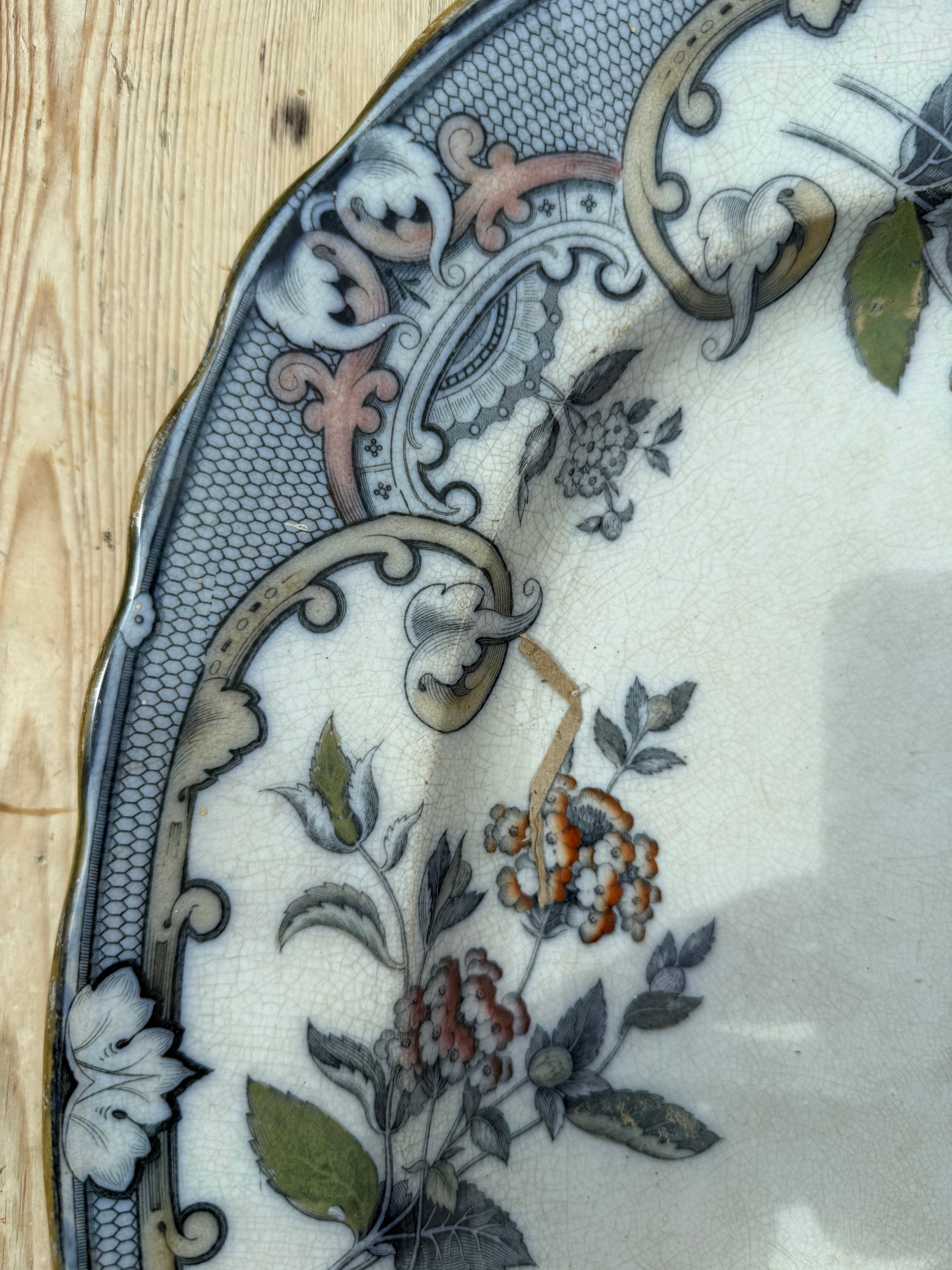 Large 19th Century Pinder, Bourne & Hope "Malva" Ironstone Platter