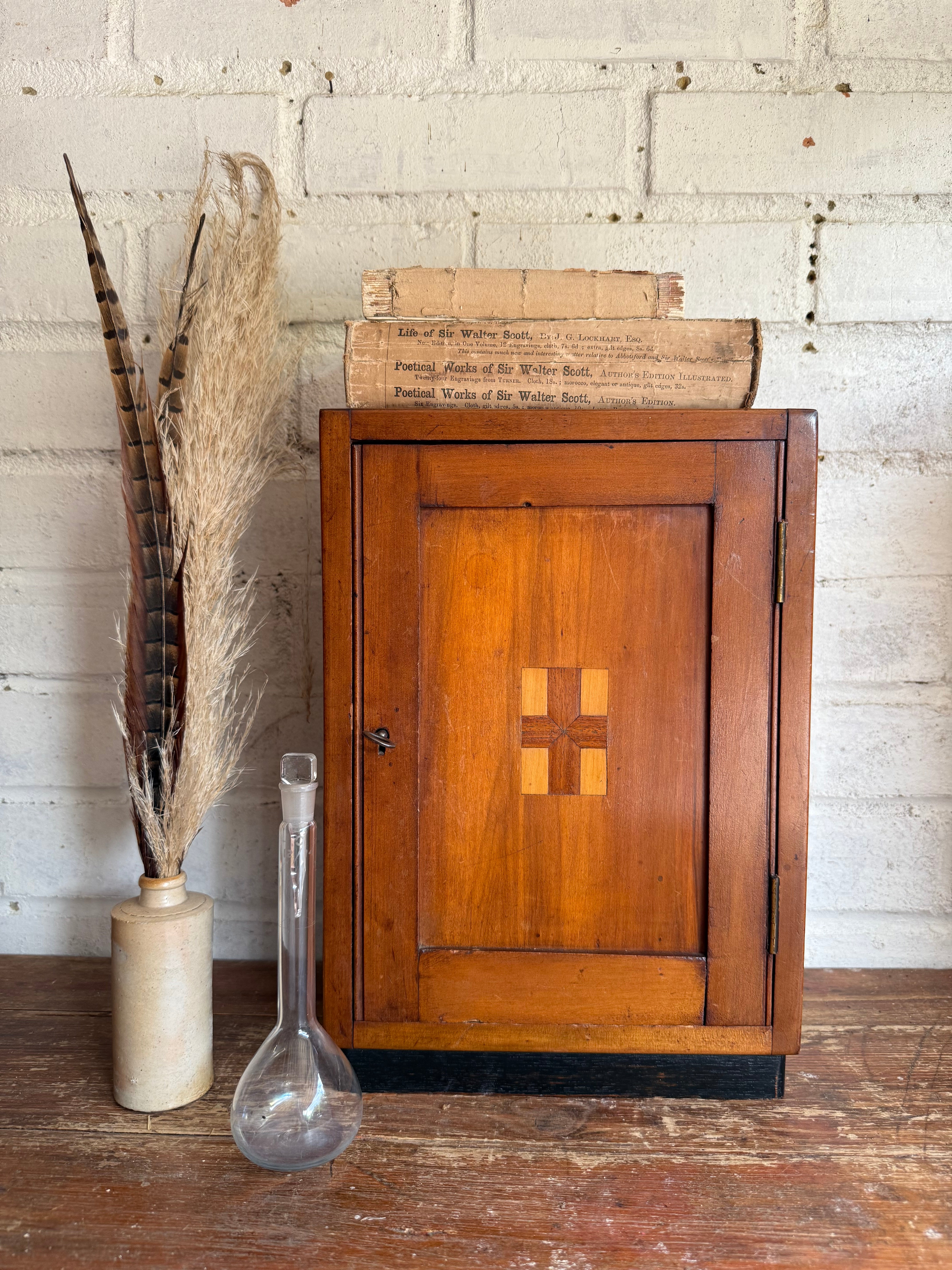 Rare 1930s Wooden First Aid Cabinet with Inlaid “Green Cross”
