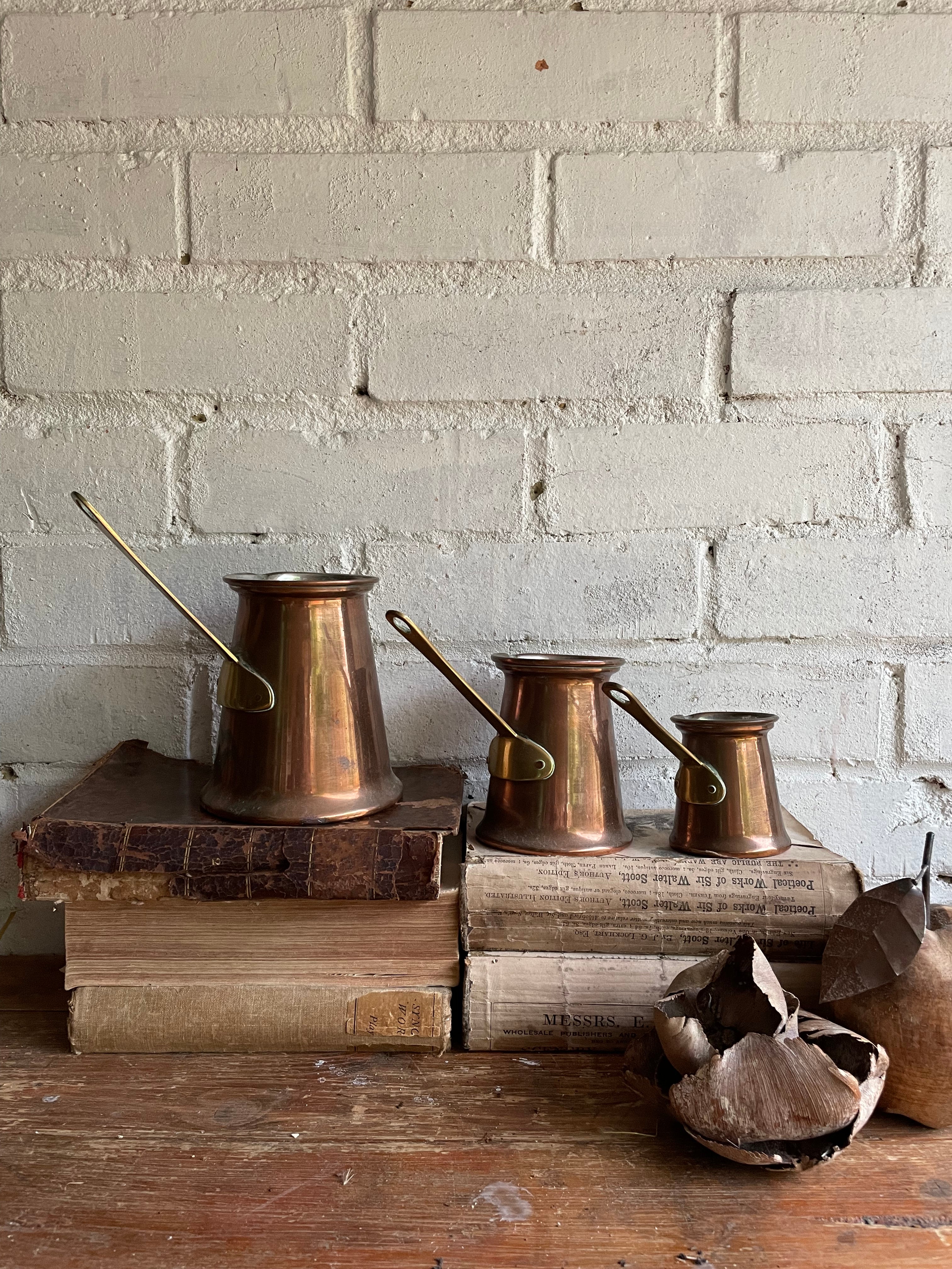 19th Century Brass & Copper Cider Measures  - Set of Three