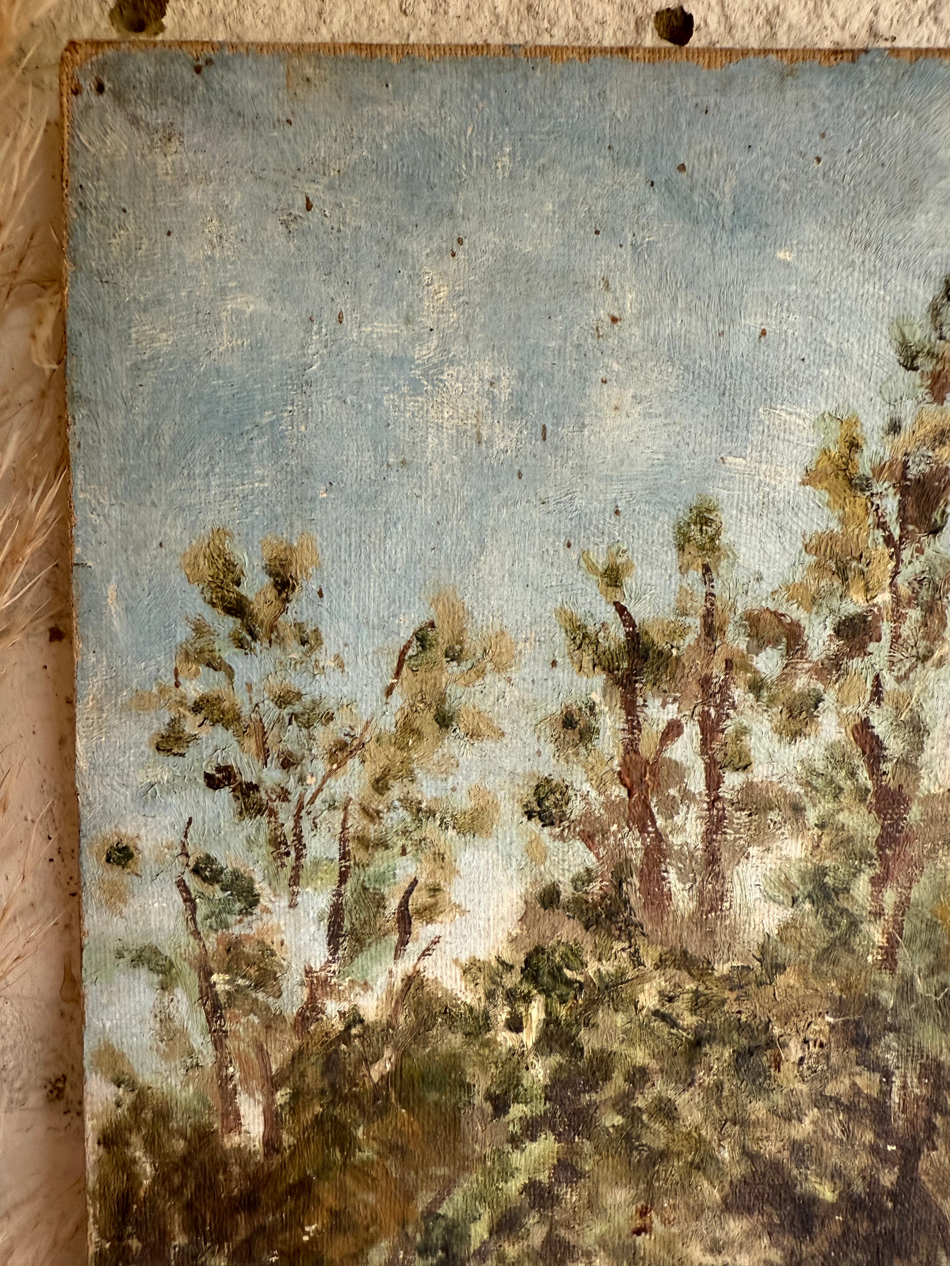 Woman & Dog: Signed & Dated 1916 Oil on Canvas