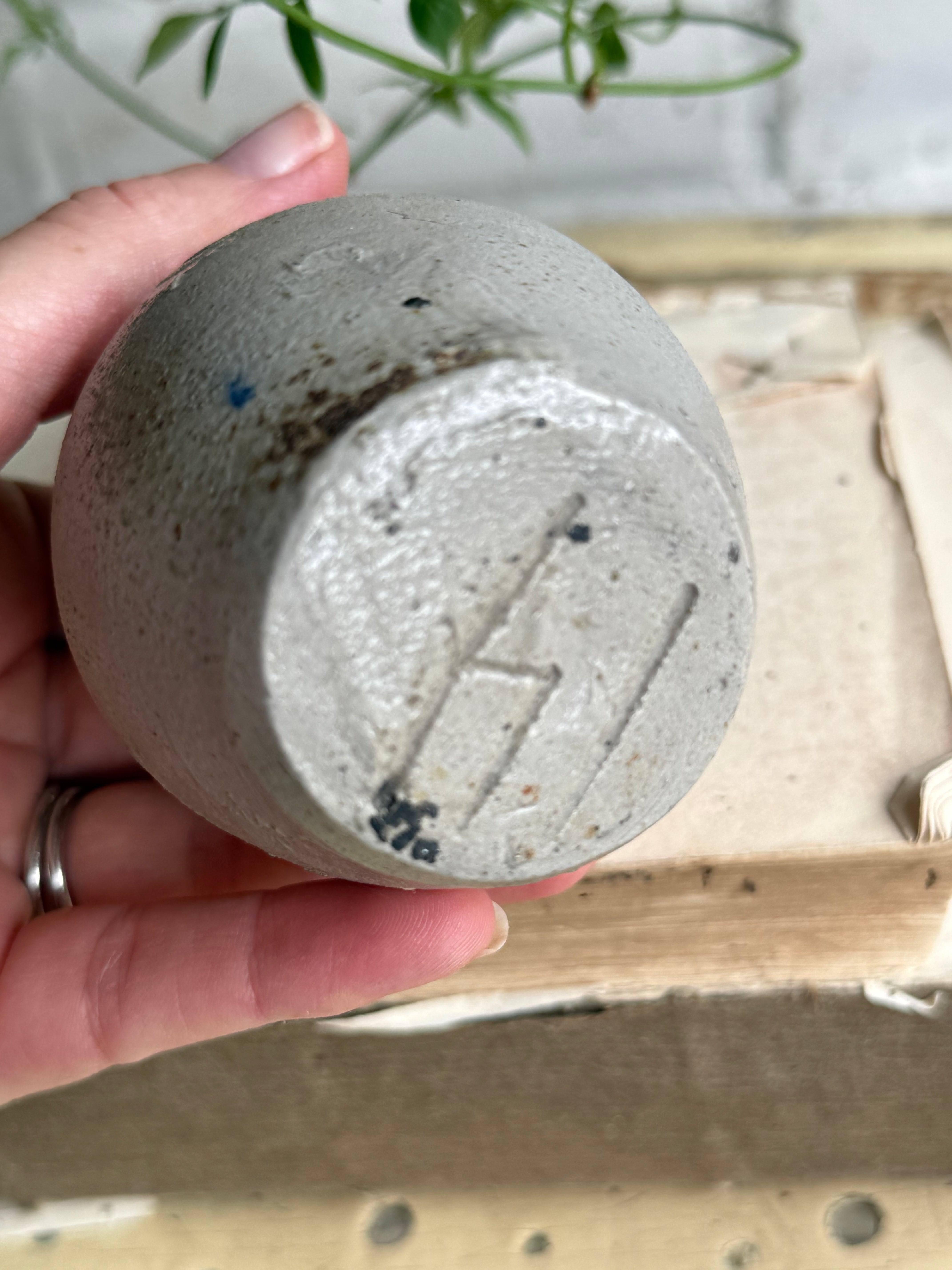 Small Antique Belgian Stoneware Mustard Pot