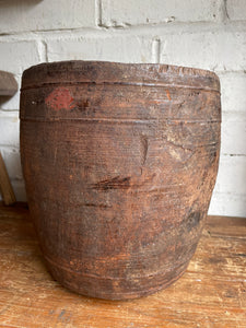 19th Century Hand-Carved Large Grain Pot