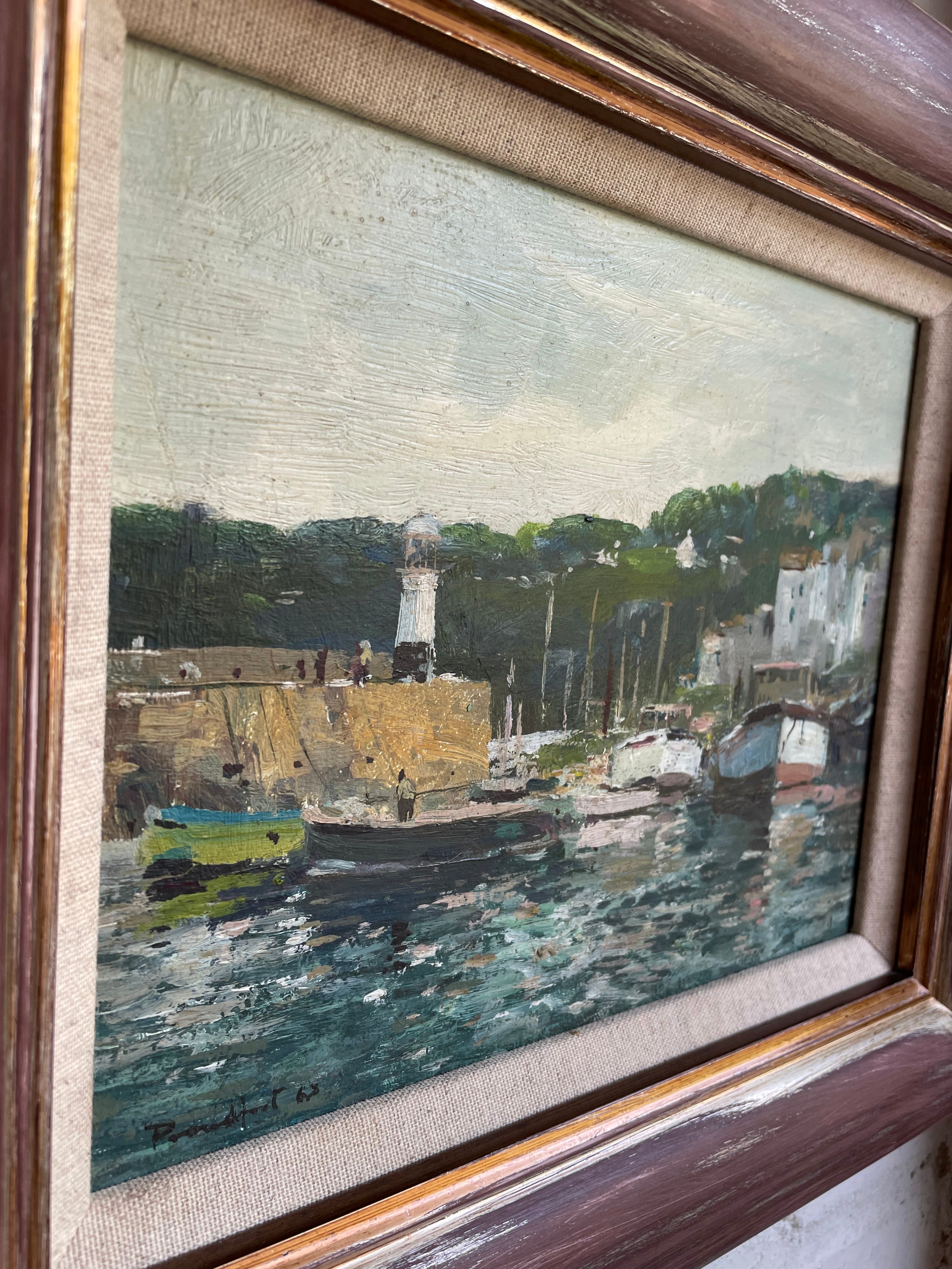 Harbour Scene: Midcentury Oil Painting Signed & Dated