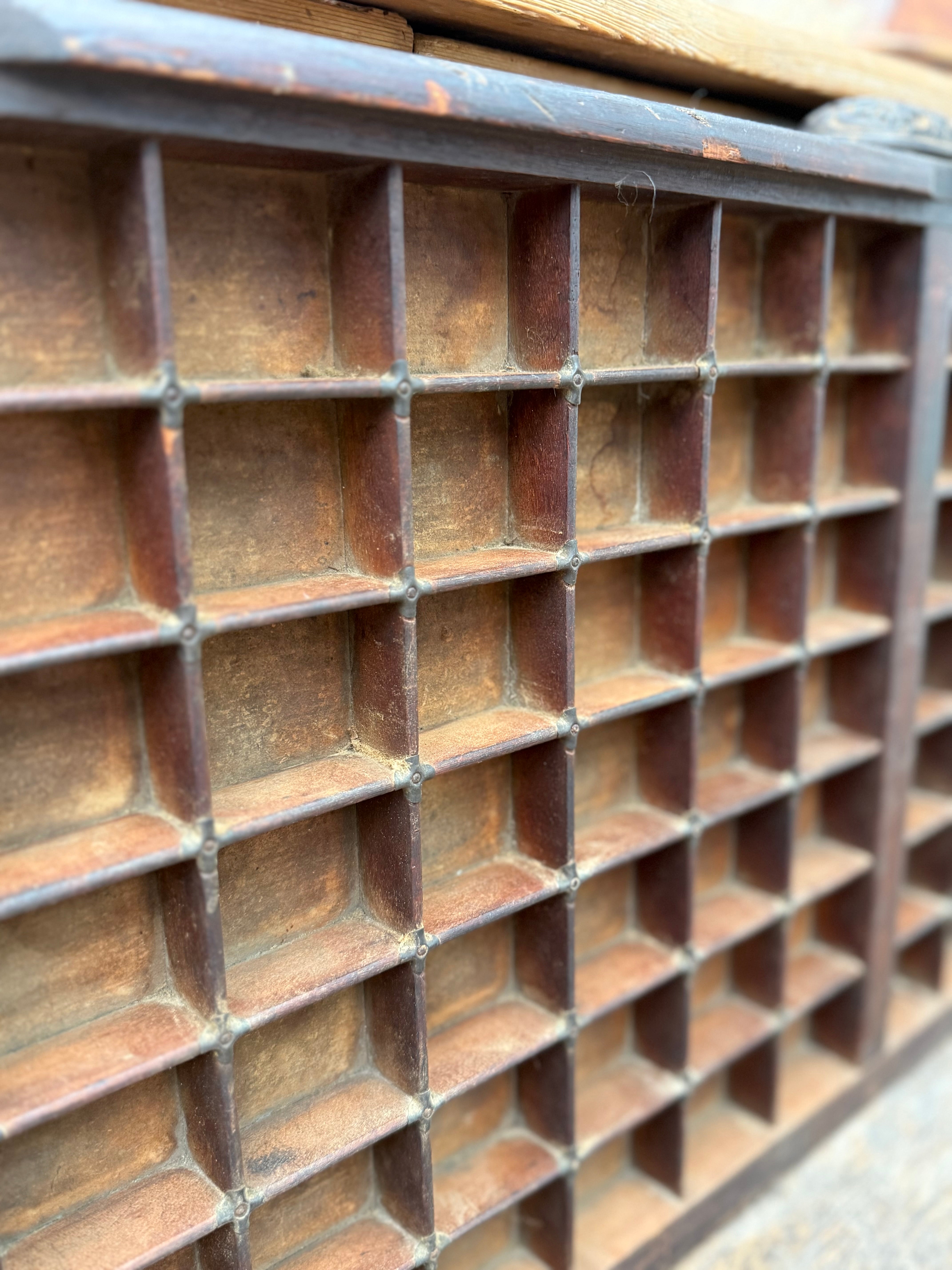 Large Vintage Printers Tray Drawer with Original Iron Decorative Handle