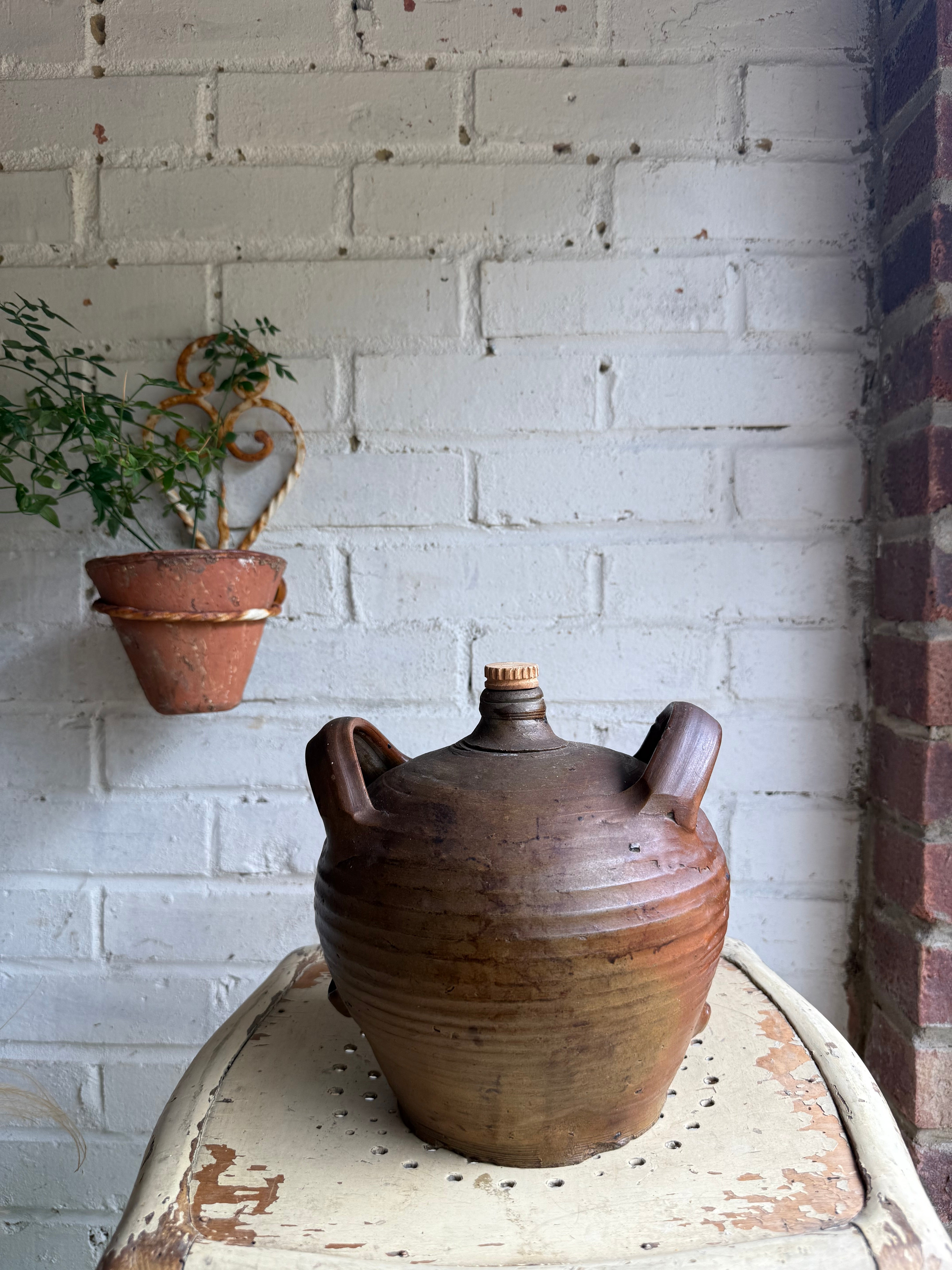 Early 20th Century Stoneware Olive Oil Jug