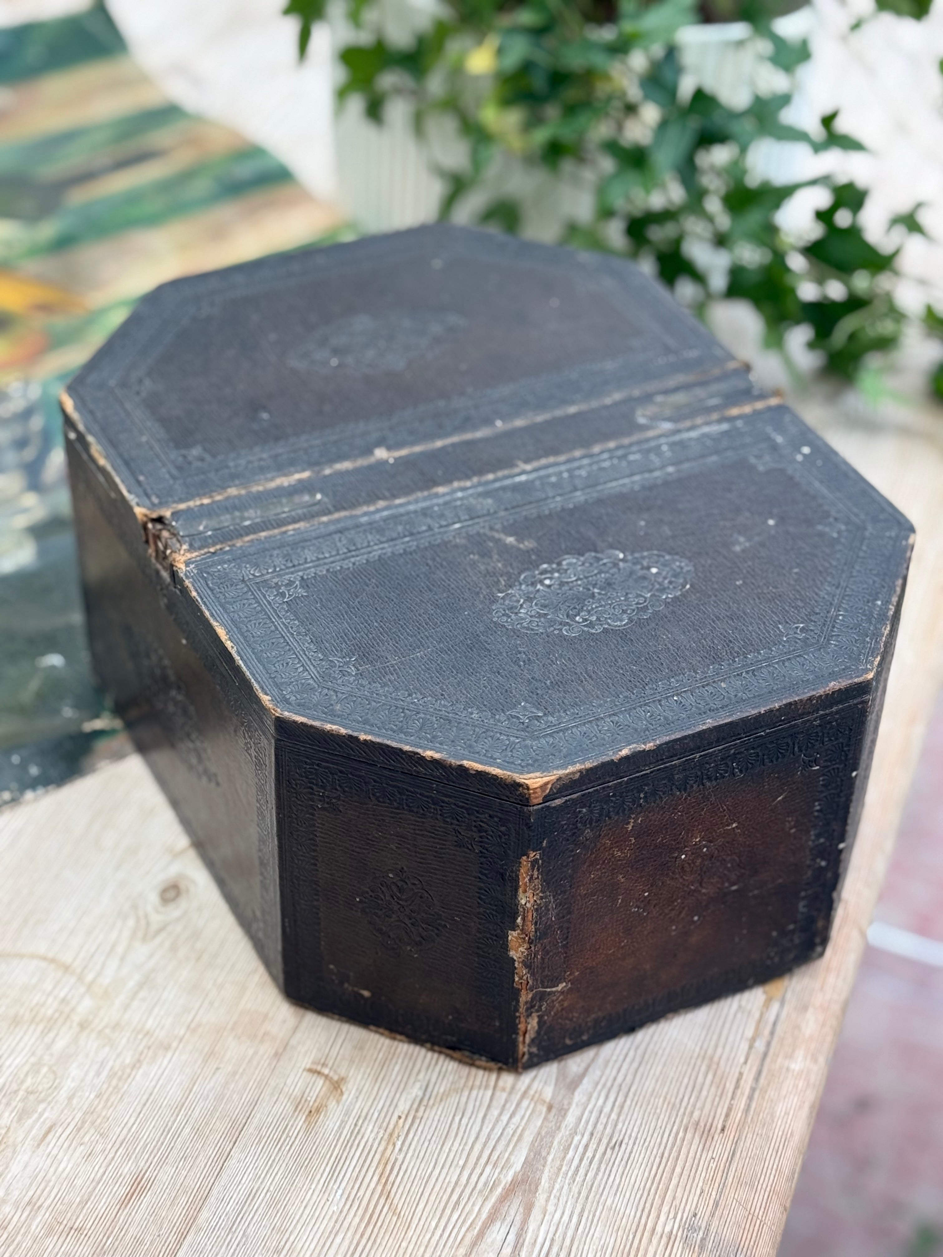 Circa 1880s: Embossed Faux Leather Double-Sided Box