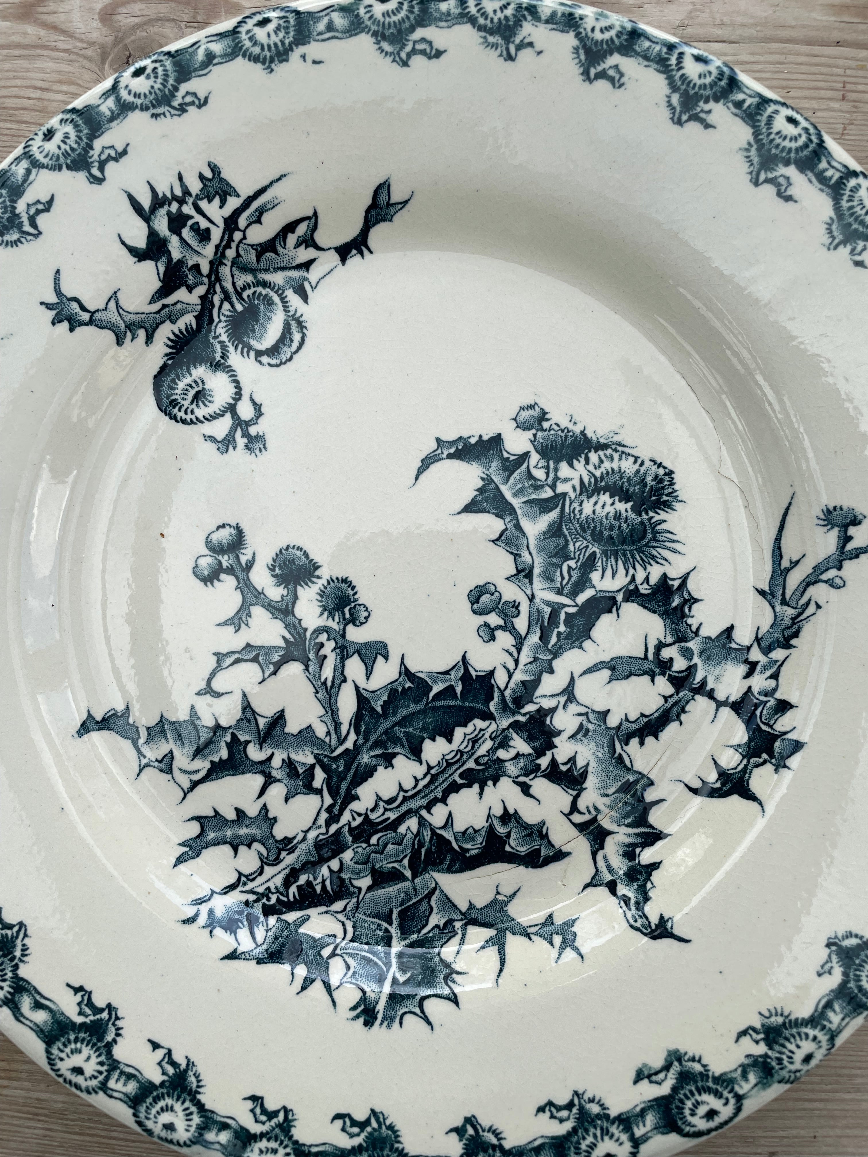 Antique  French "Gien Chardons” Plate