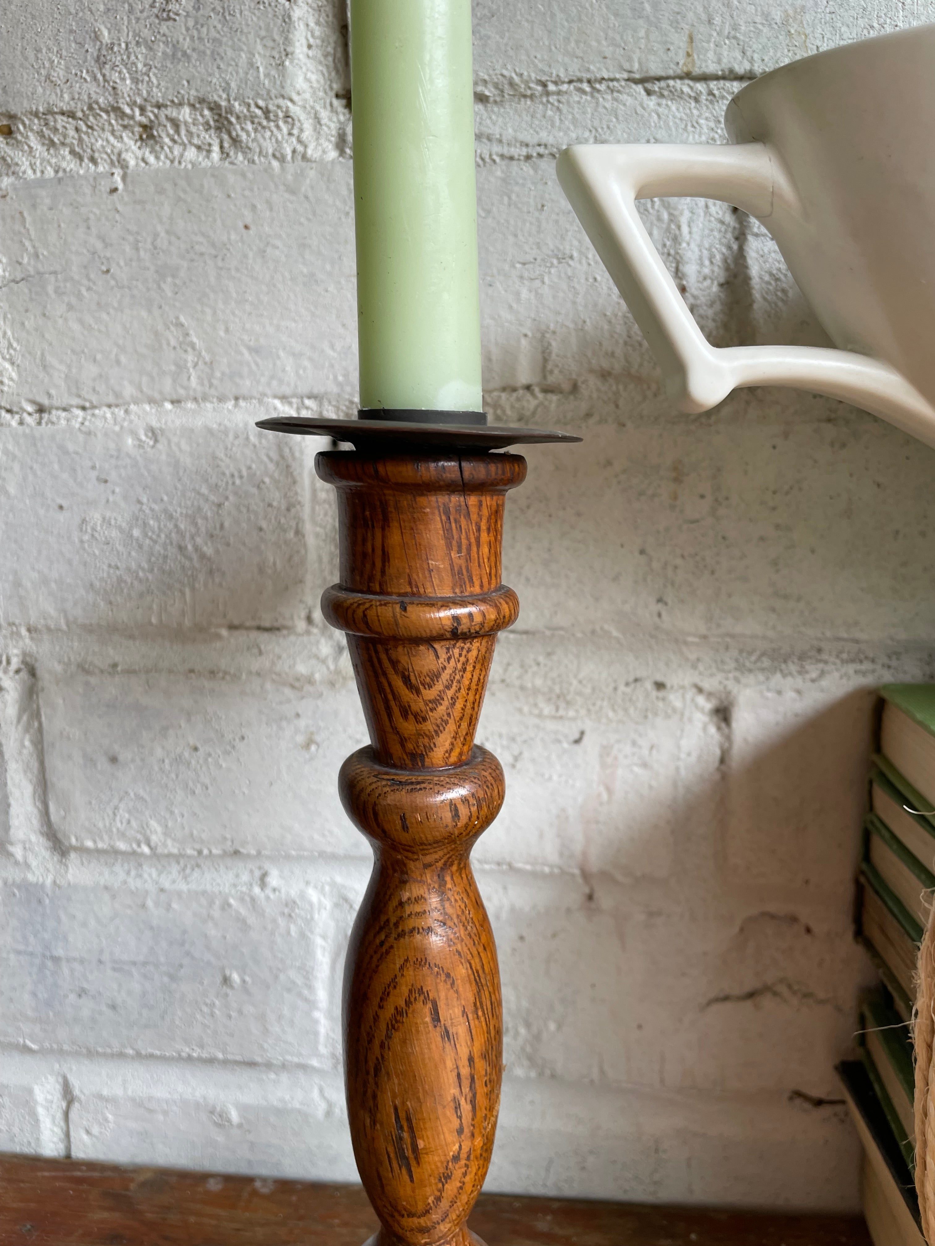 1940s Turned Wooden Candlestick