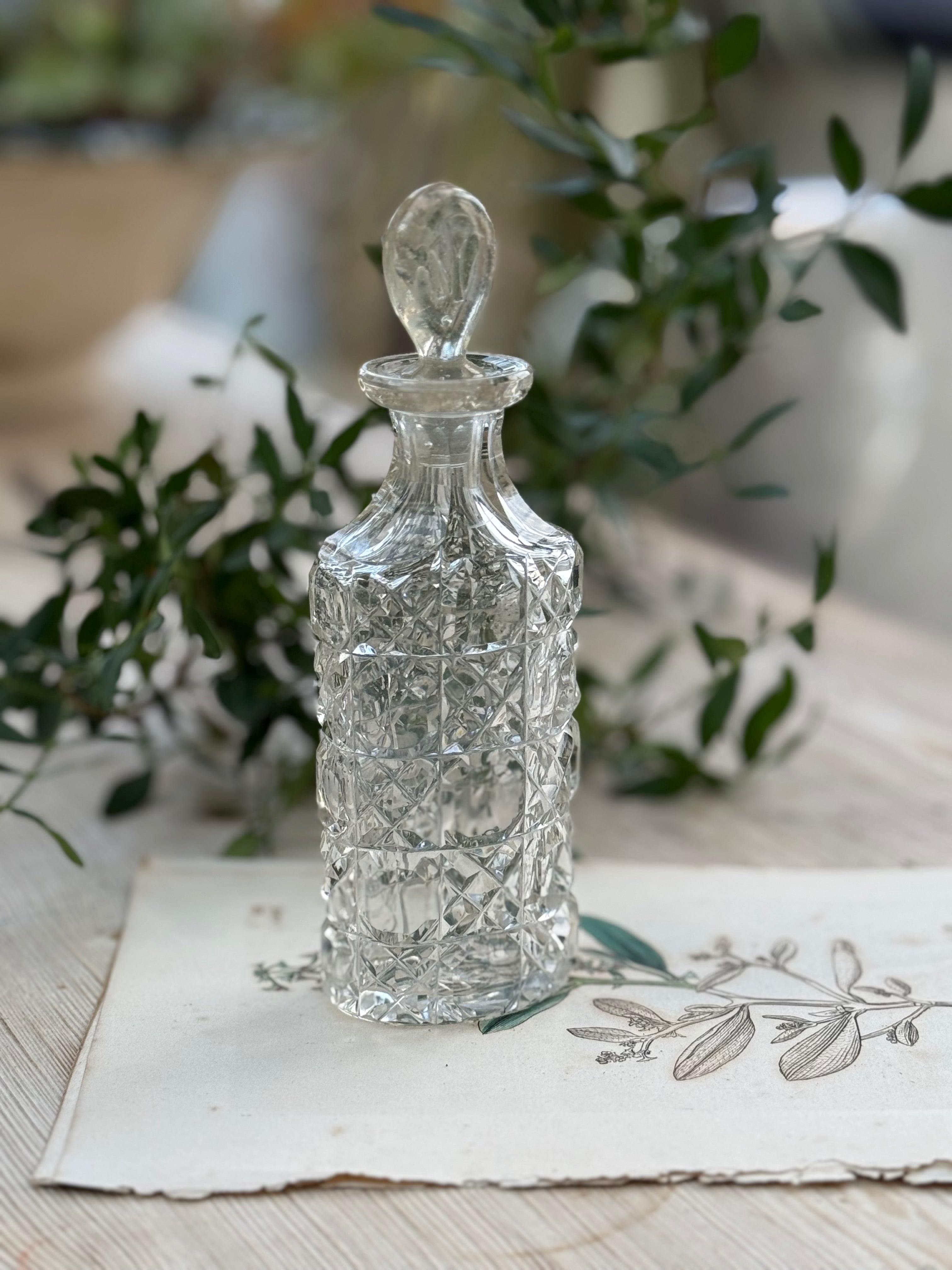 Circa 1870s: Small Victorian Cut-Glass Perfume Bottle