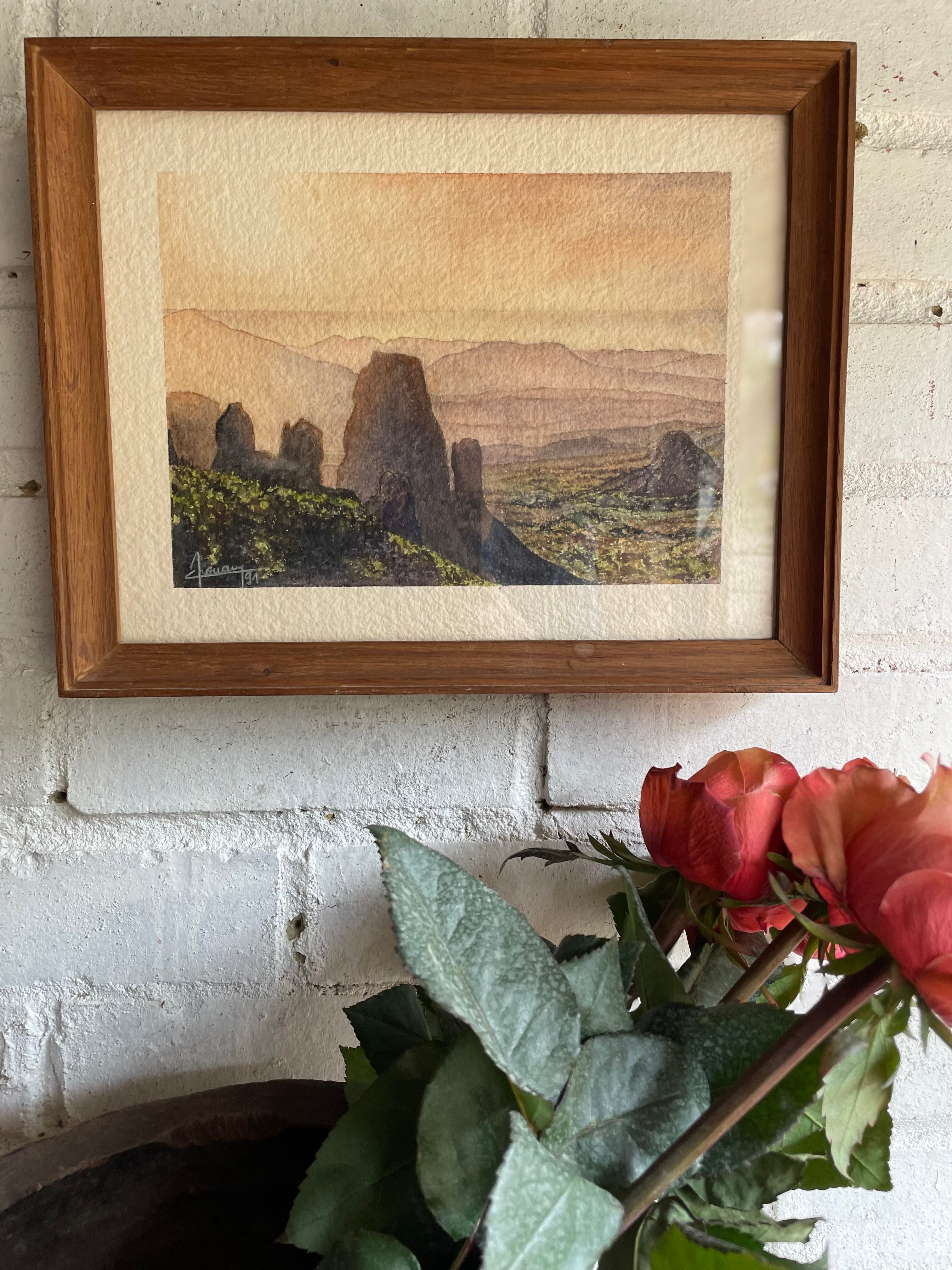 Sweeping Landscape: Signed Watercolour with Wooden Frame