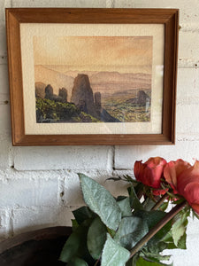 Sweeping Landscape: Signed Watercolour with Wooden Frame