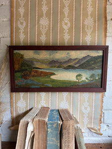 A view of the Lake: Victorian Landscape Oil on Wood Panel
