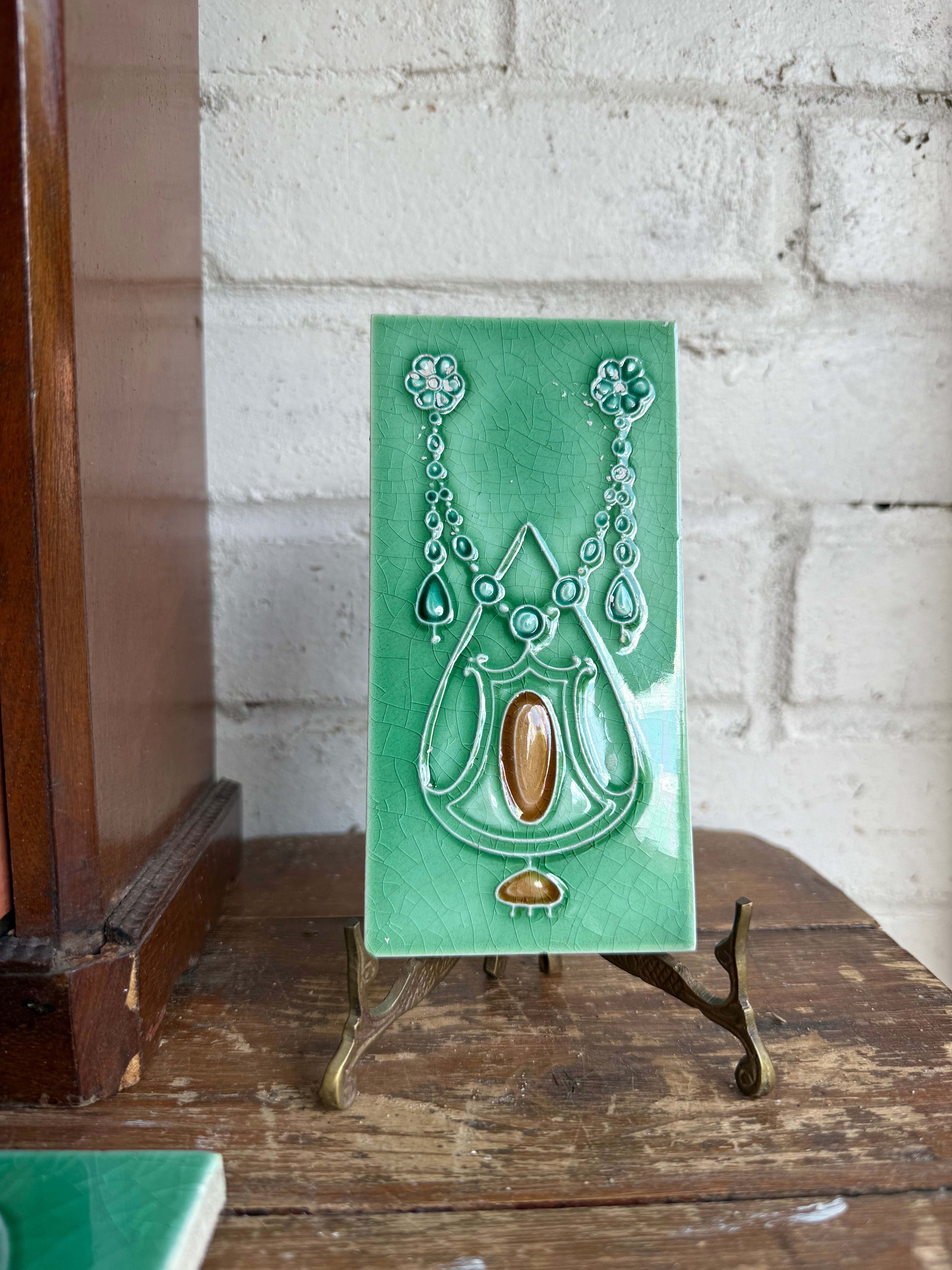 Pair of Art Nouveau Fireplace Tiles