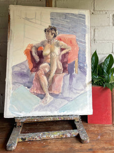 Preparatory Life Portrait Study - Watercolour on Paper Pasted on Wood
