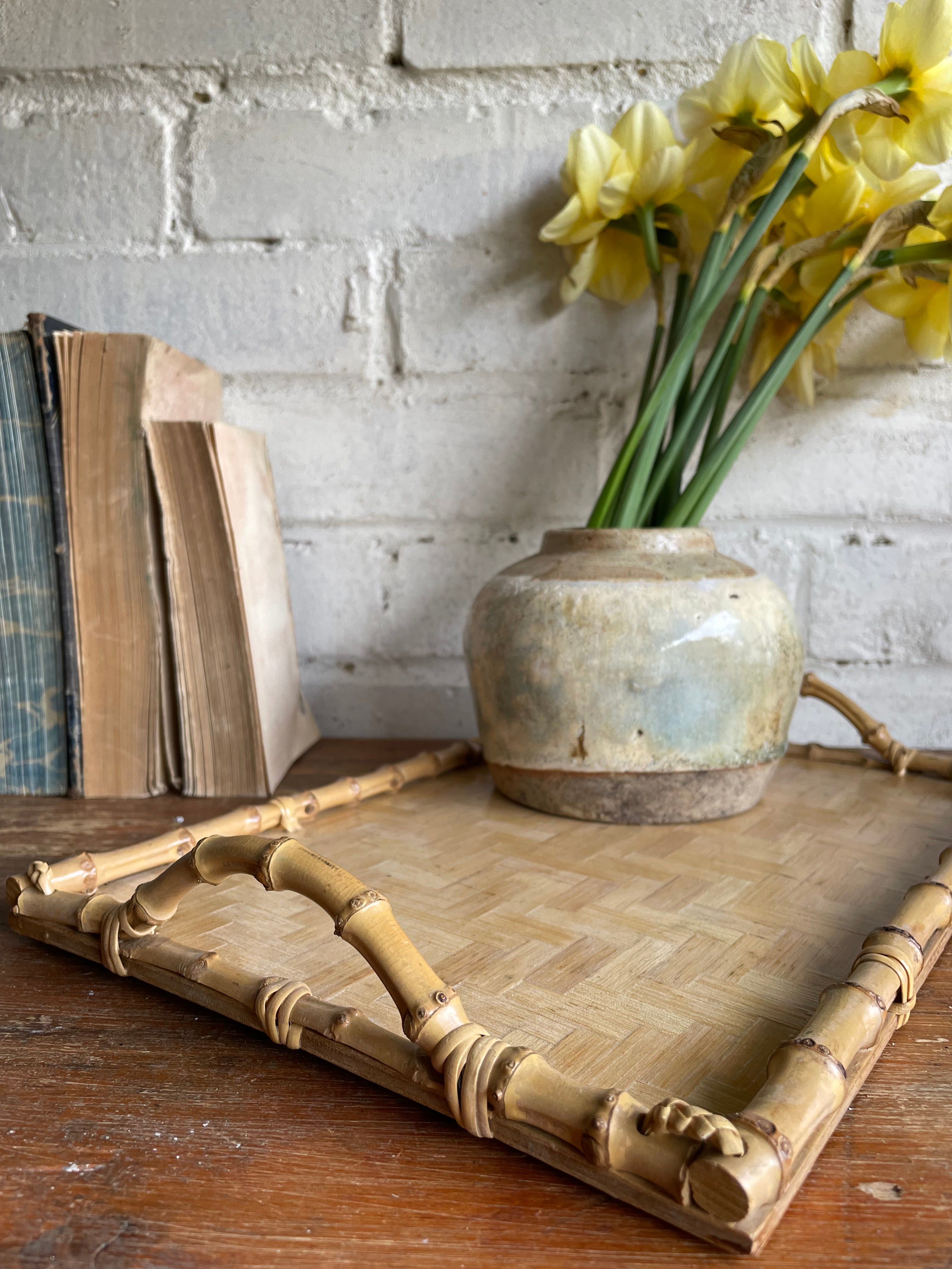 French Bamboo Marquetry Tray