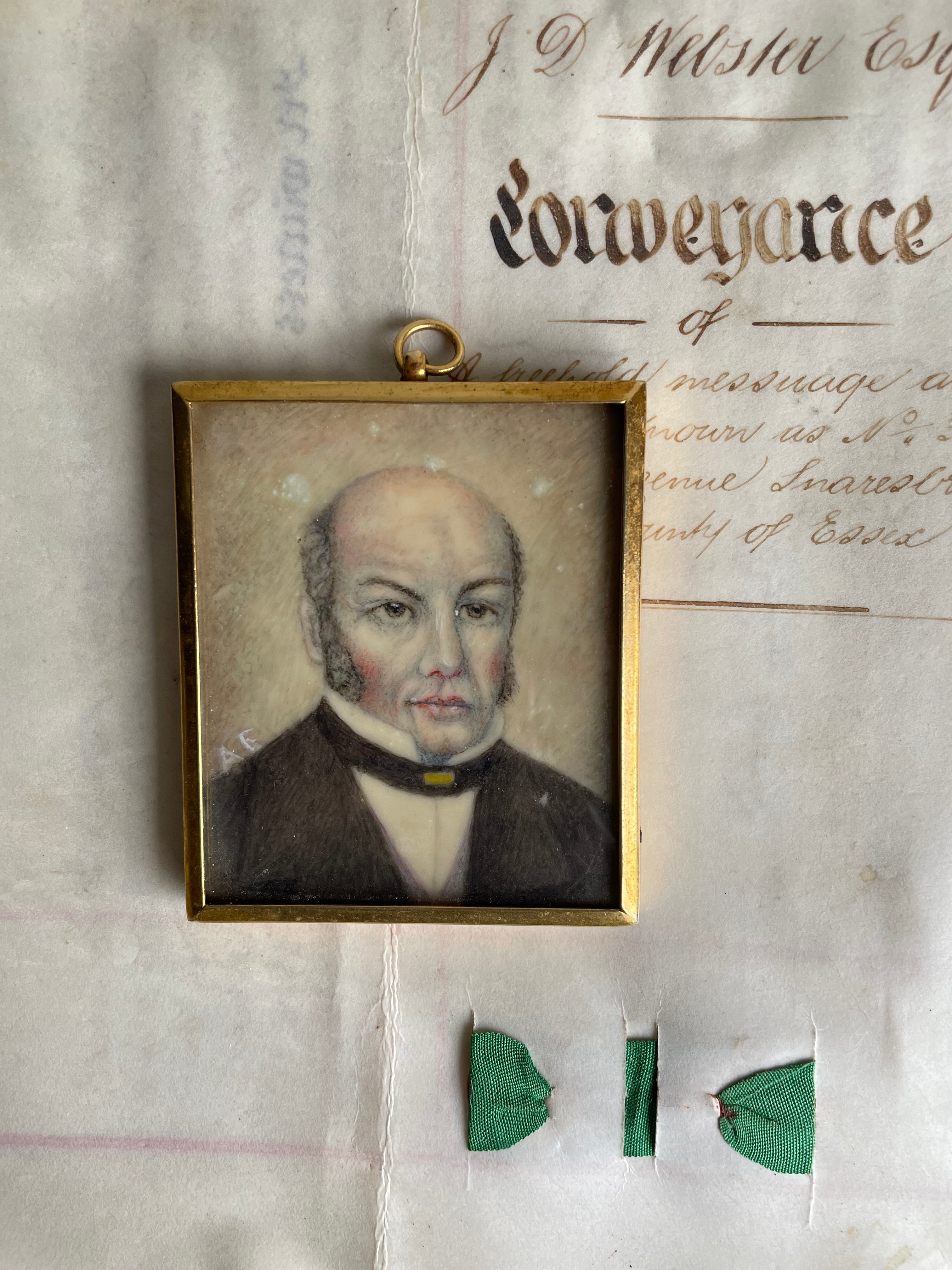 Miniature Early 19th Century Portrait of a Gentleman with Mutton Chop Sideburns: Was £55 now £38.50 at checkout