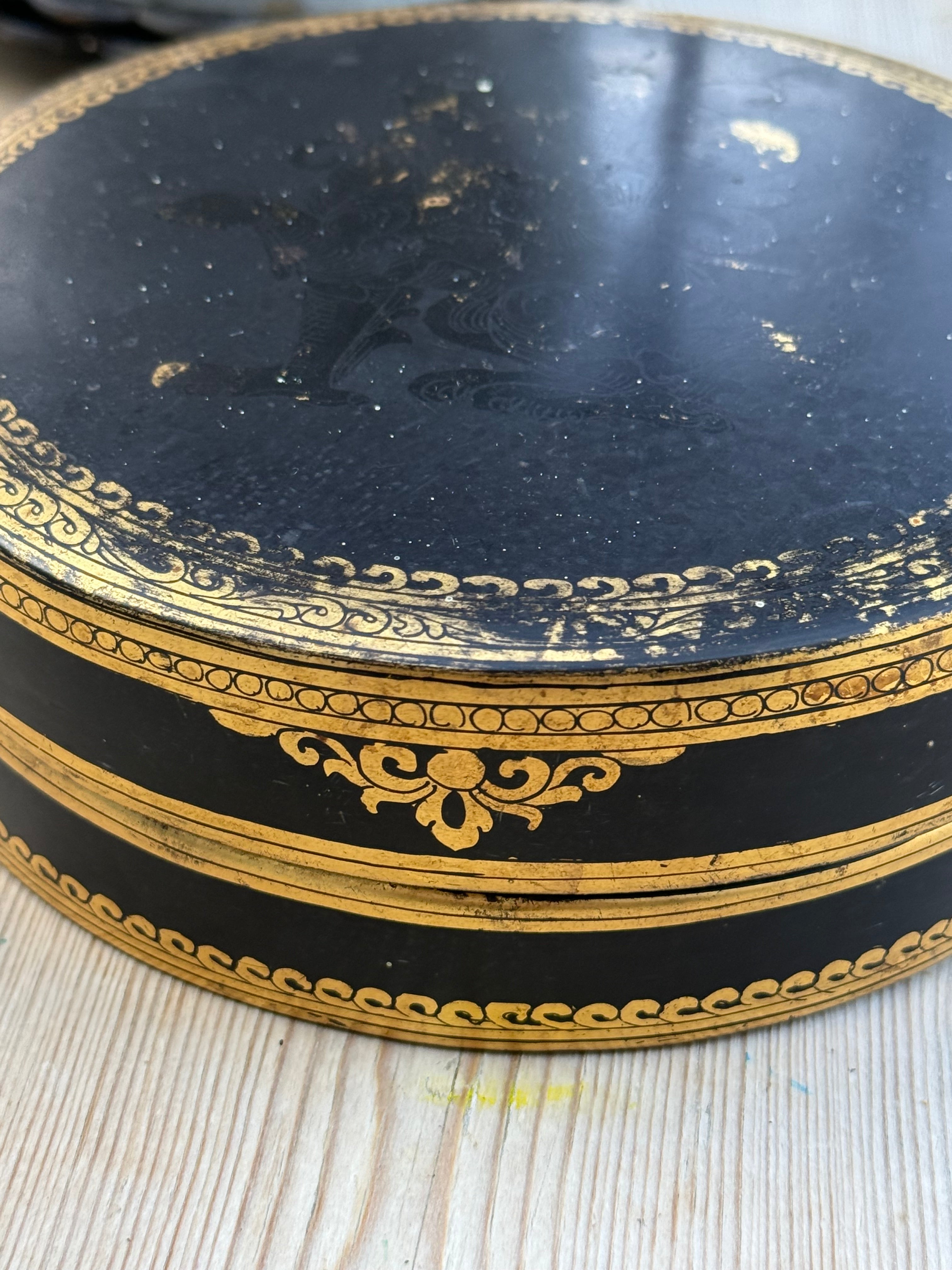 Circa 1880s: Hand Painted Papier Mache Travelling Spice Box