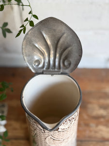 19th Century Aesthetic Movement Hot Water Pitcher with Pewter Lid