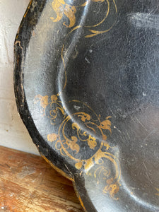 Oversized 19th Century Papier Mache Tray with Mother of Pearl