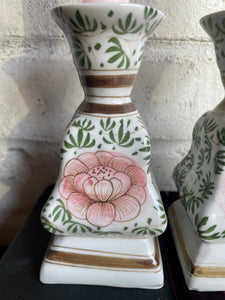 Pair of Hand-Painted Porcelain Candlesticks