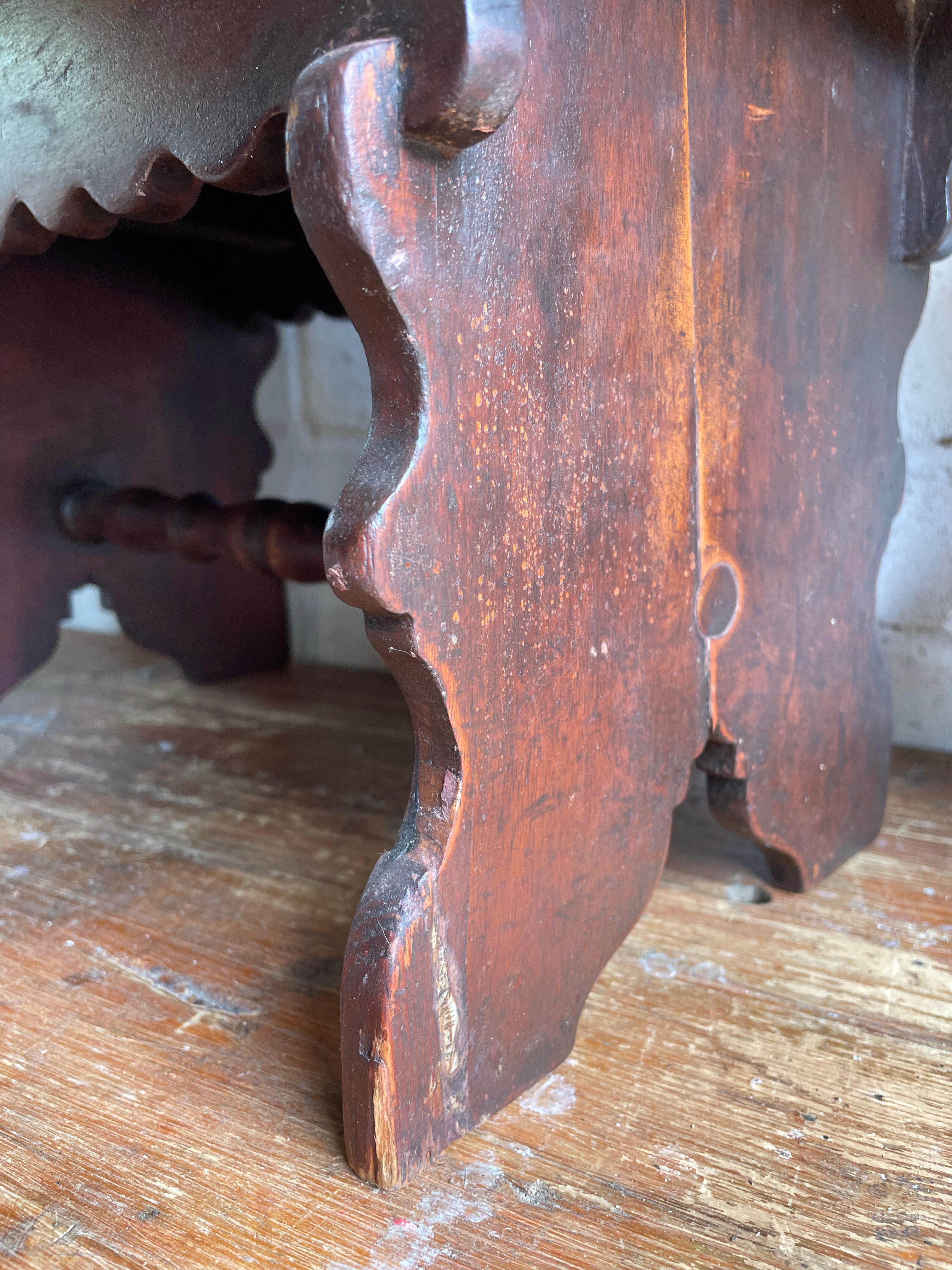 19th Century Oak Scalloped Stool