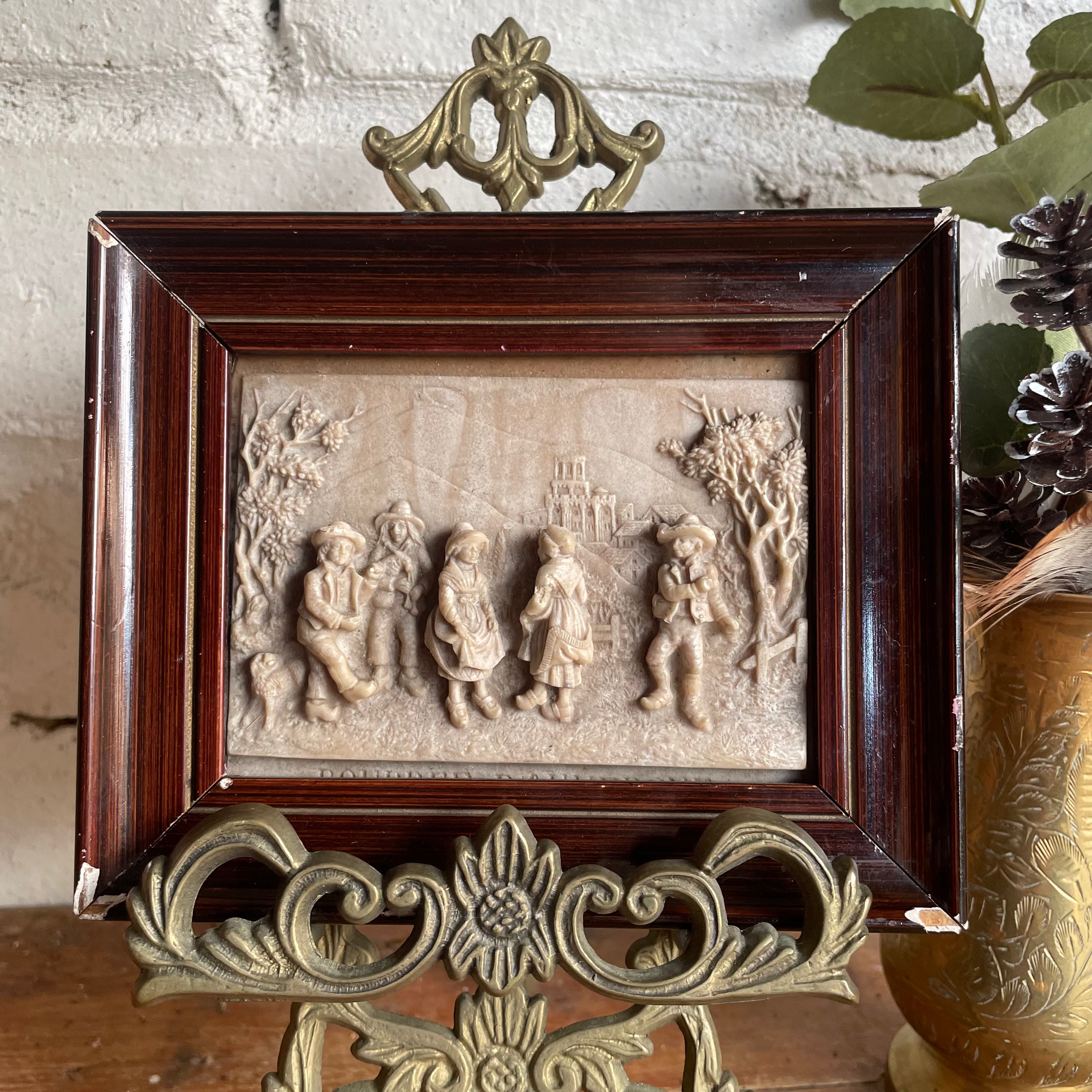 Tiny 19th Century French Lava Relief of a Pastoral Scene