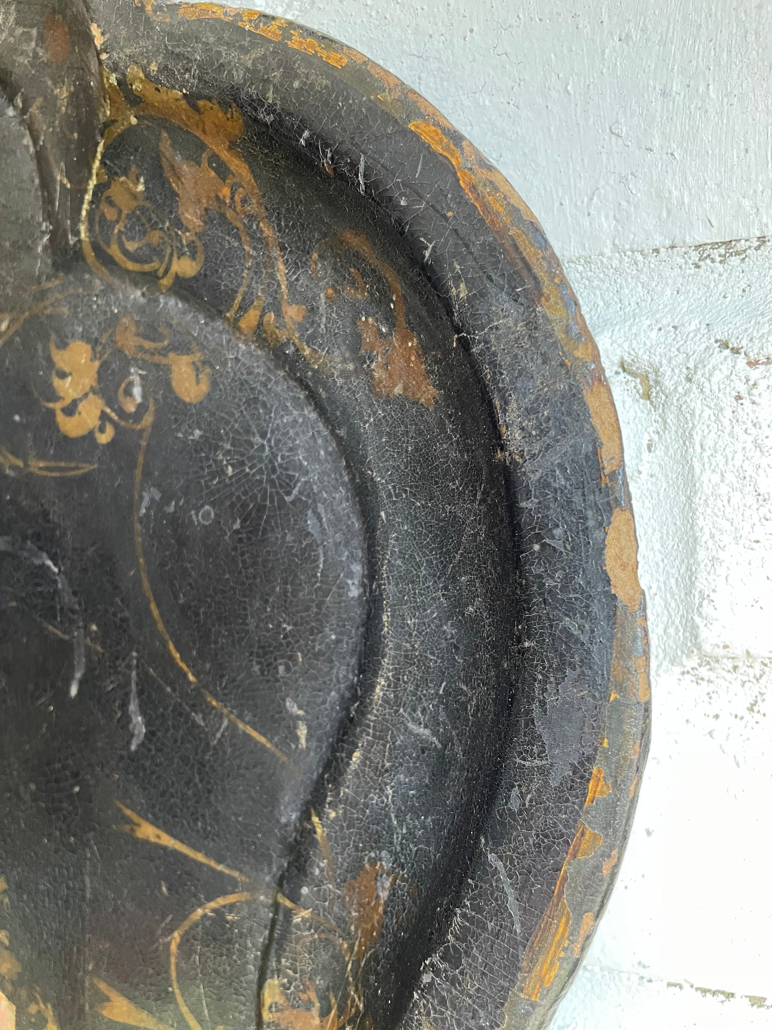 Oversized 19th Century Papier Mache Tray with Mother of Pearl