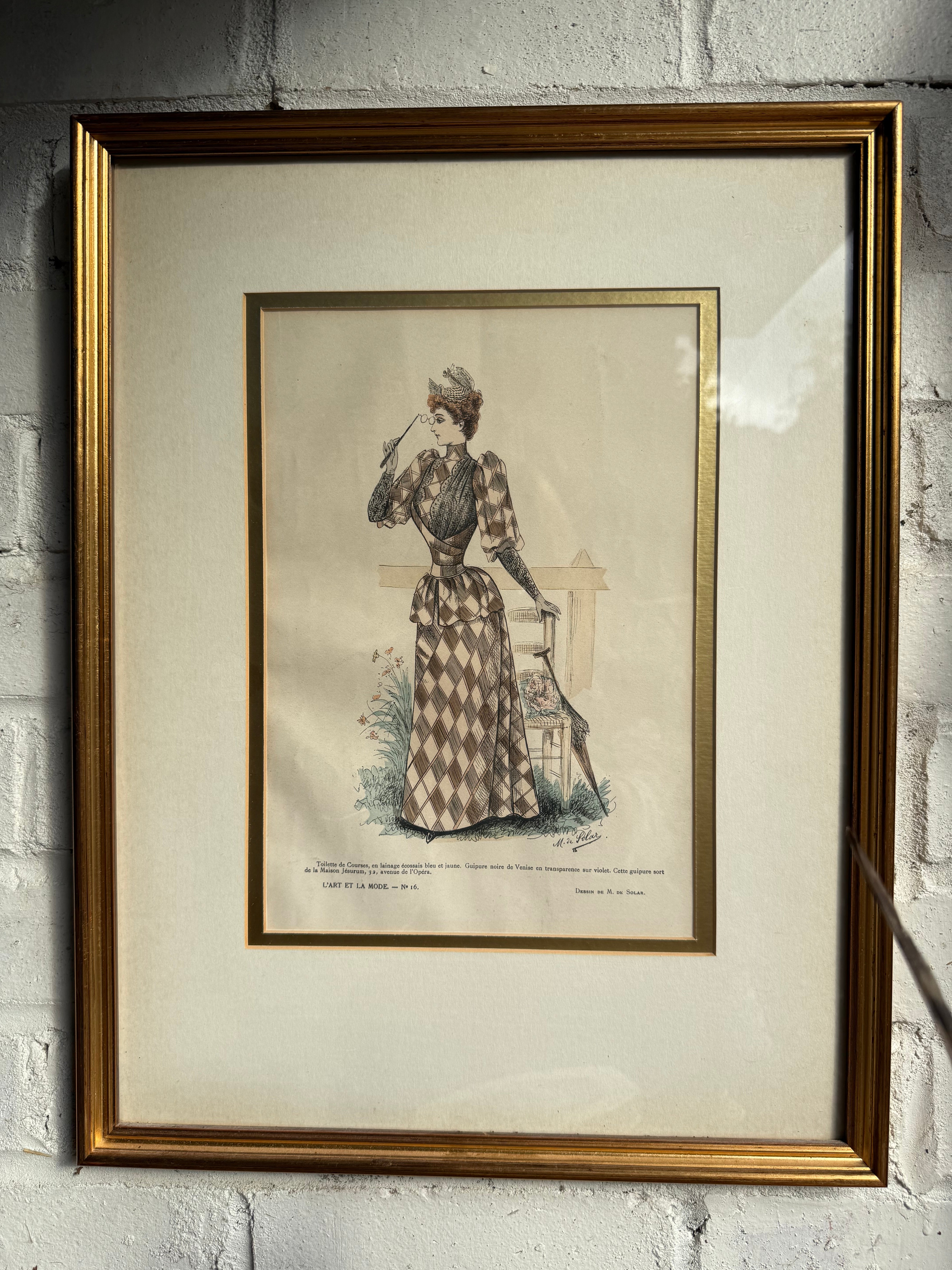 19th Century French Magazine Framed Hand Coloured Illustration - No 16