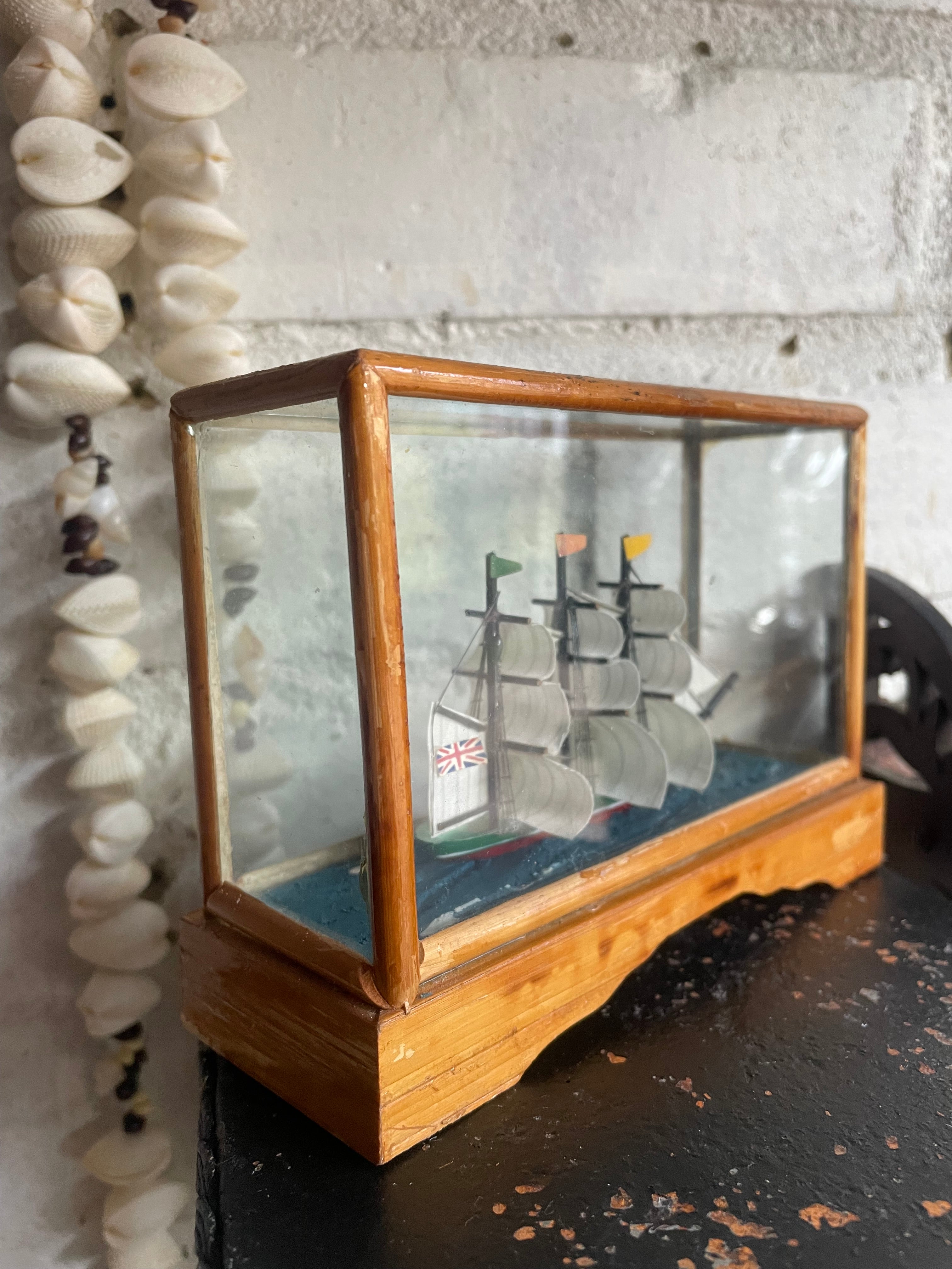 Little Miniature Ship in Glass Box
