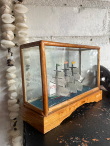 Little Miniature Ship in Glass Box