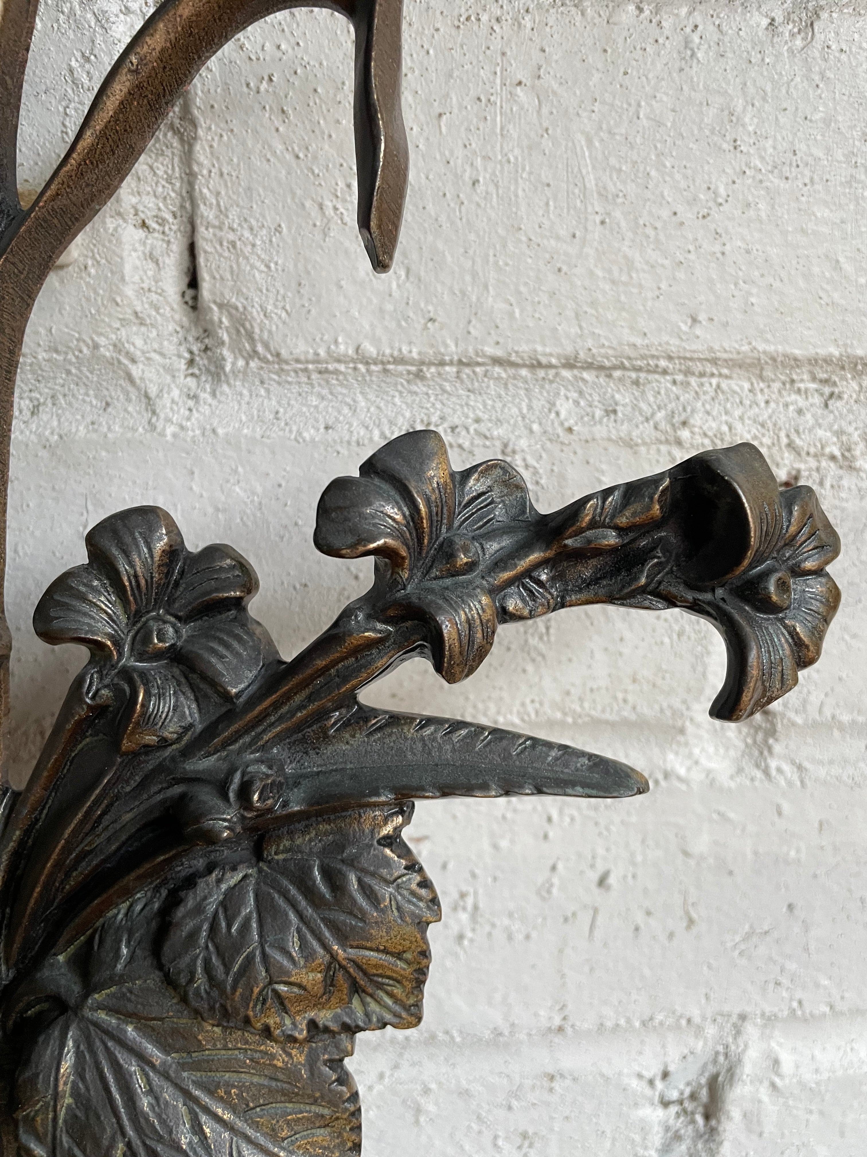 French Vintage Bronze “Lily Bouquet” Wall Hanging