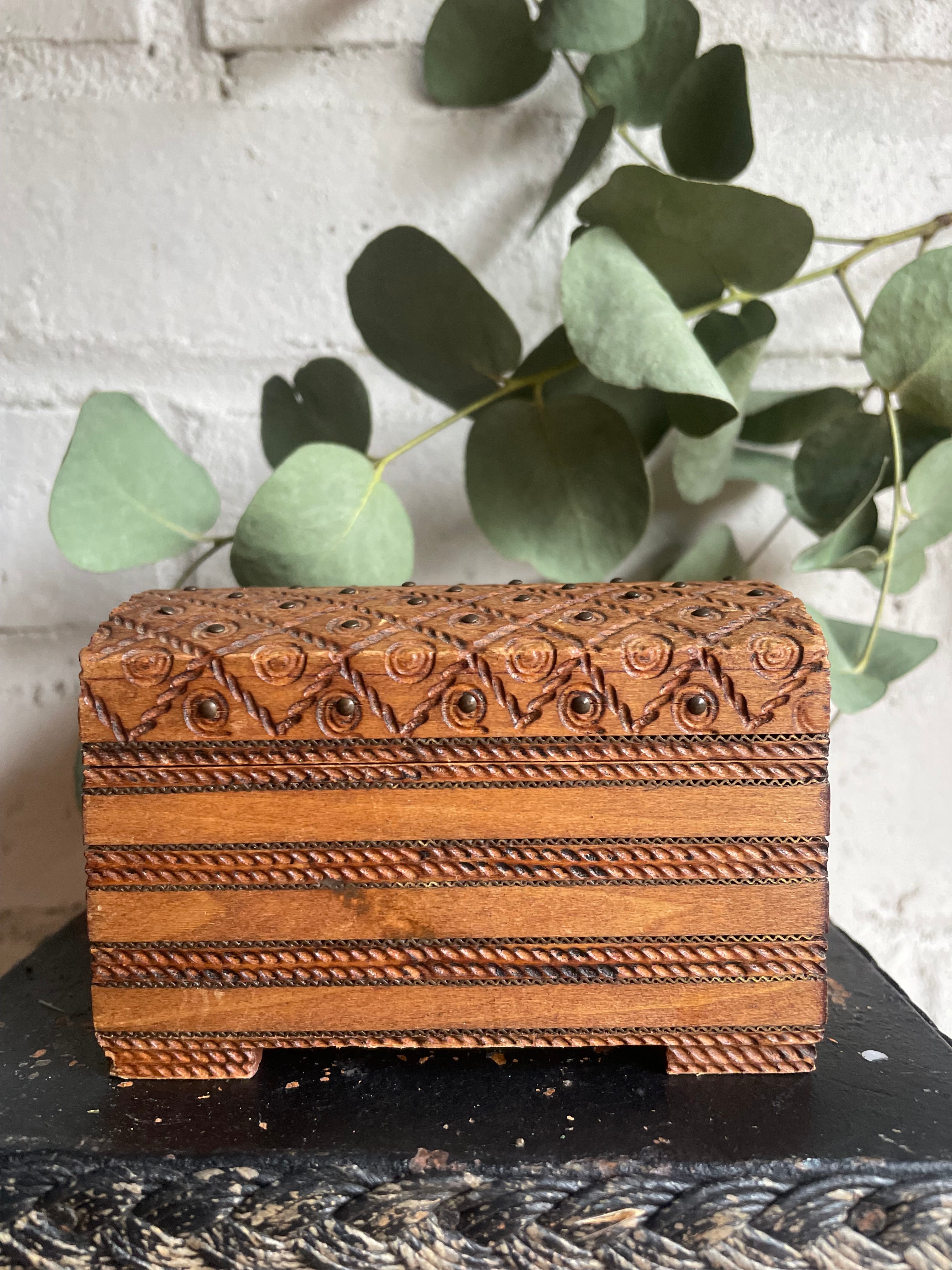 Tiny Carved Trinket Treasure Chest