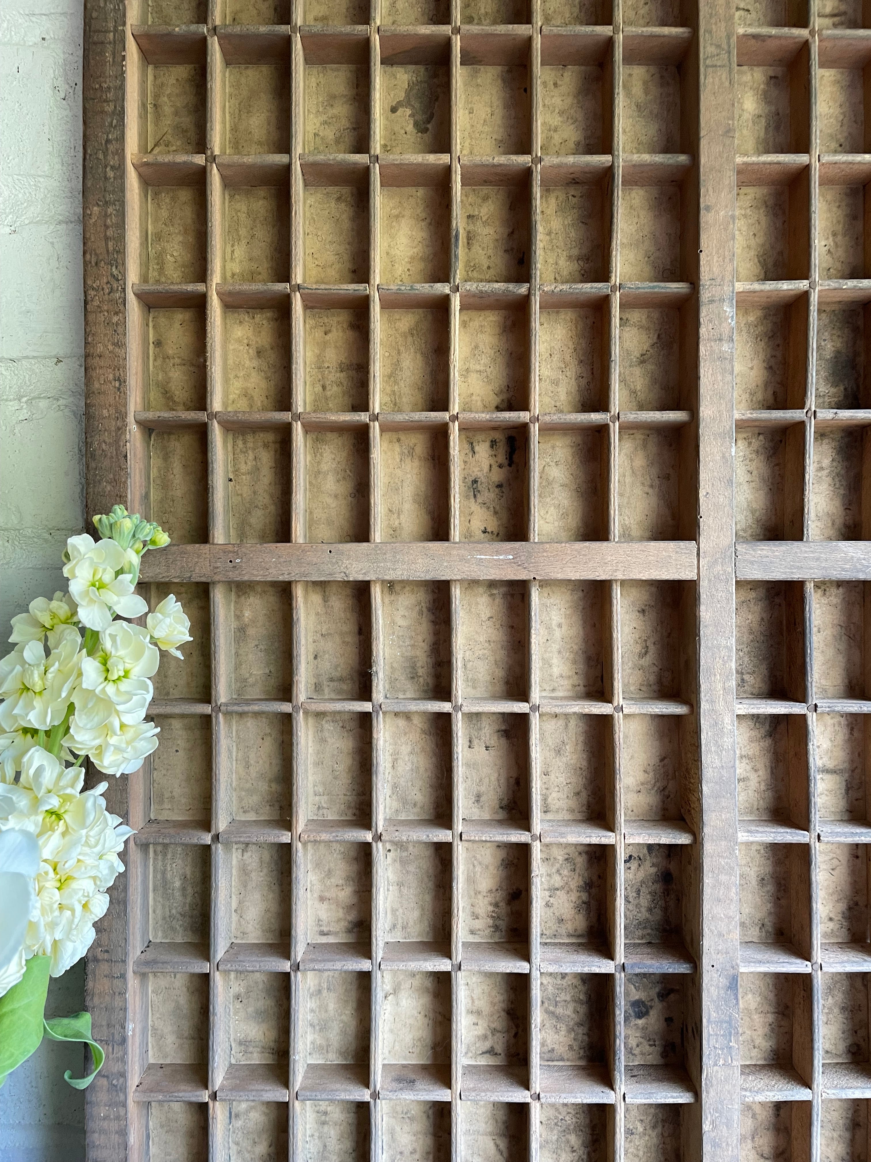 Large Vintage Printers Tray Drawer with Original Metal Handles