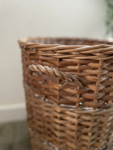 Tall Vintage French Rattan Baguette Basket