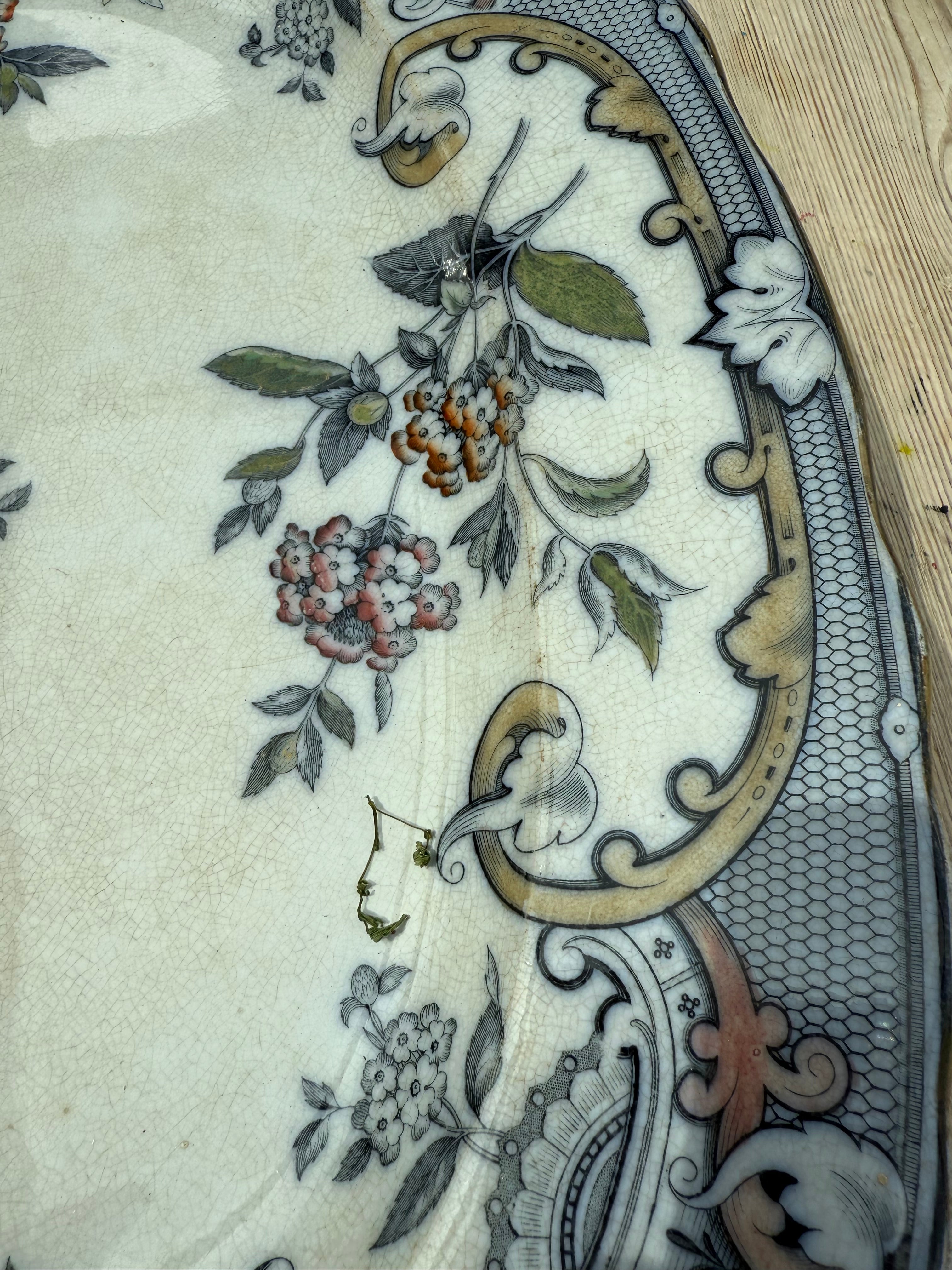 Large 19th Century Pinder, Bourne & Hope "Malva" Ironstone Platter