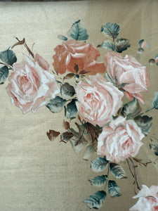 Roses: 19th Century Silk Painting with Gilt Frame