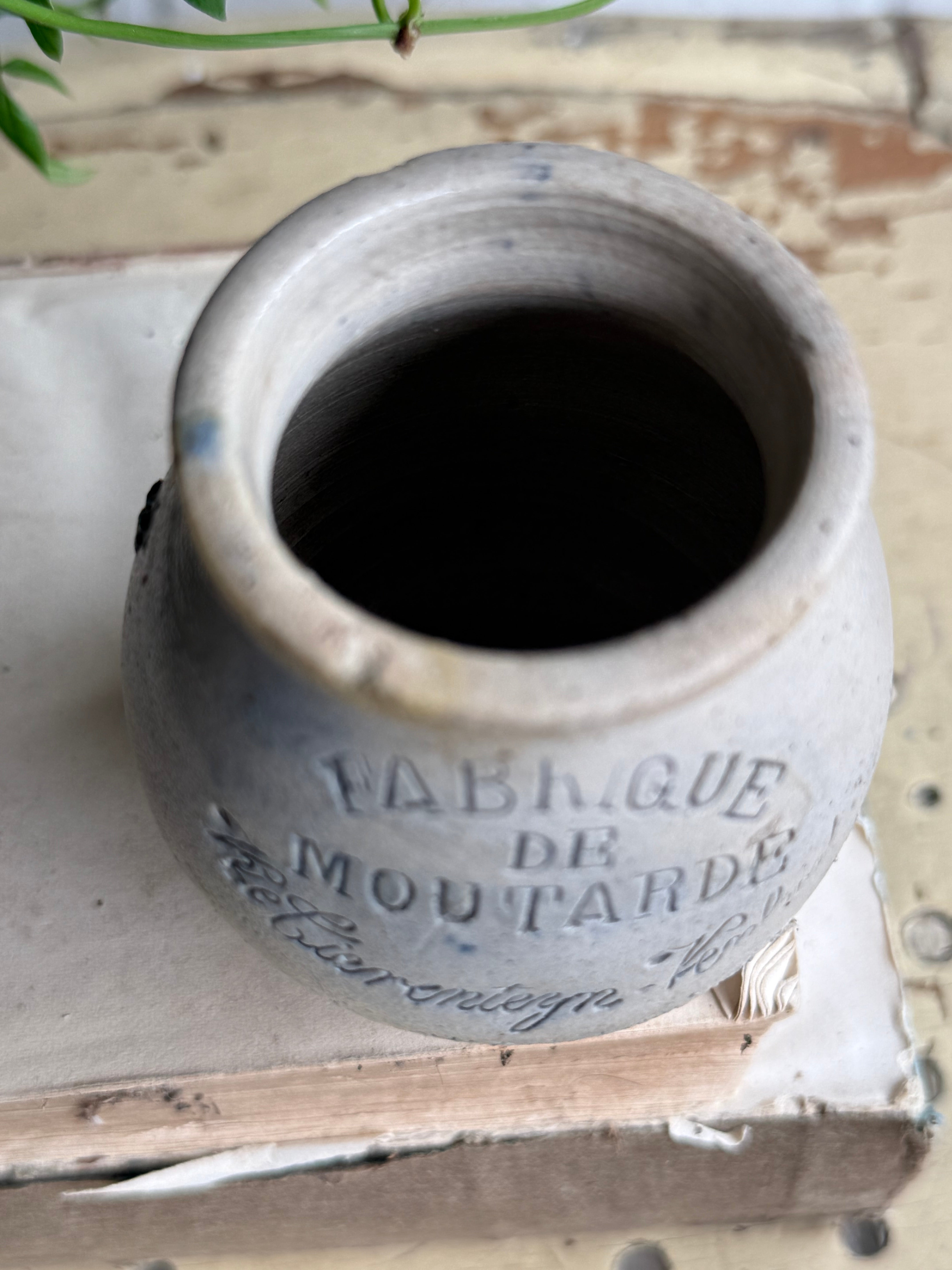 Small Antique Belgian Stoneware Mustard Pot