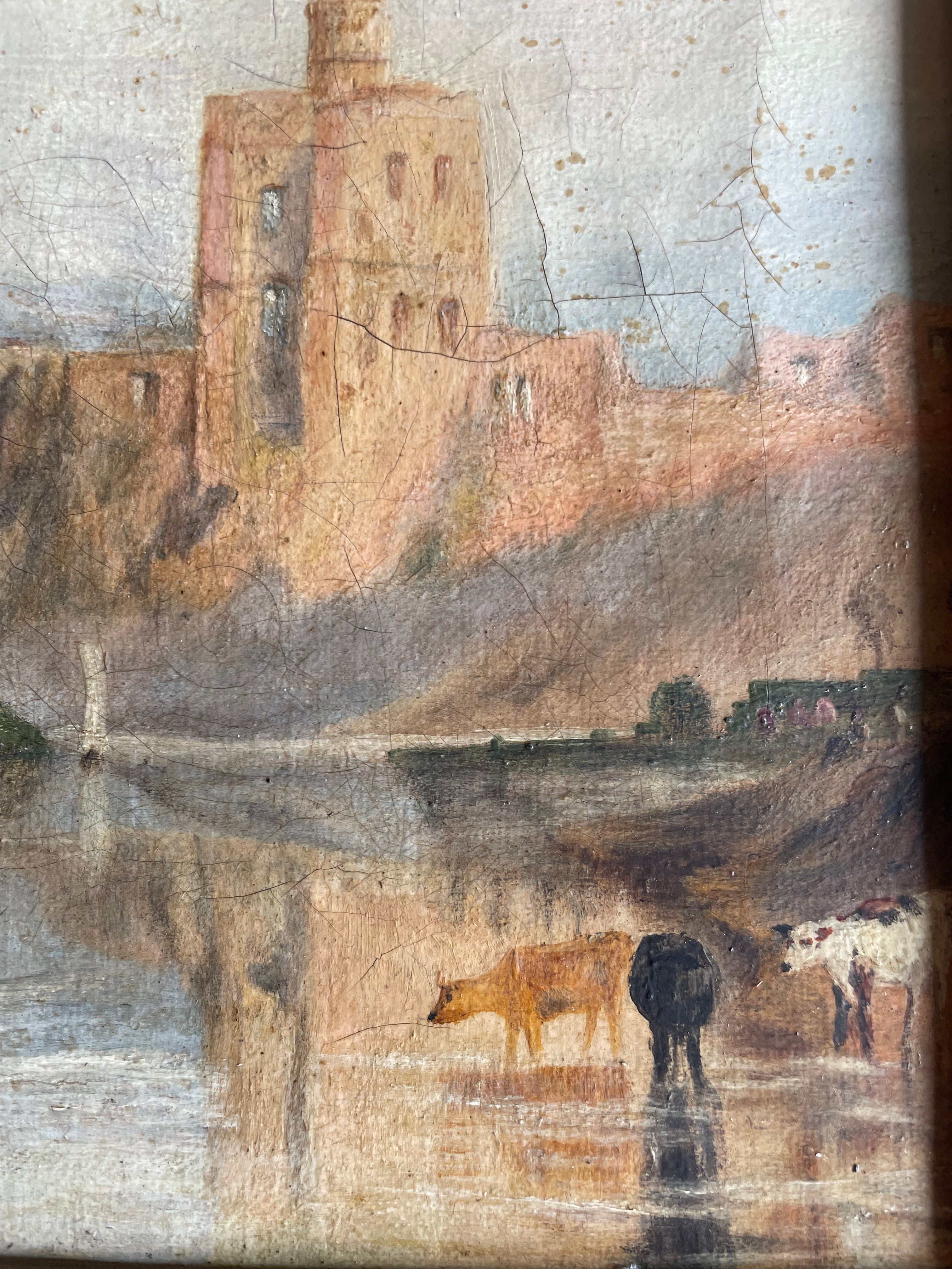 Norham Castle: Small Framed Oil on Canvas