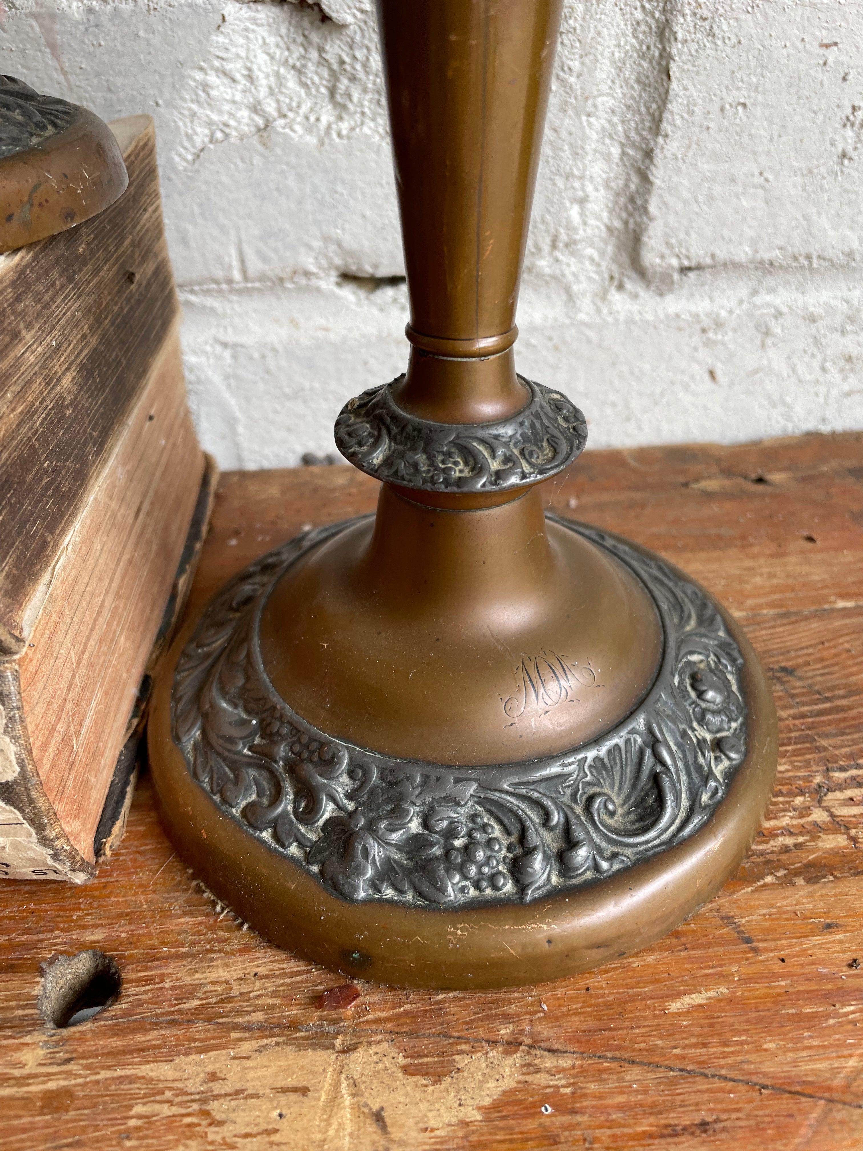 19th Century Copper & Pewter Candlesticks