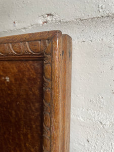 Edwardian Wood Tray with Iron Handles & Carved Decorative Detail