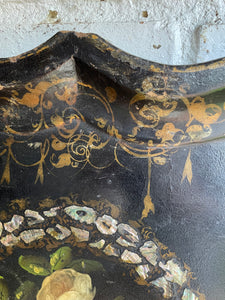 Oversized 19th Century Papier Mache Tray with Mother of Pearl