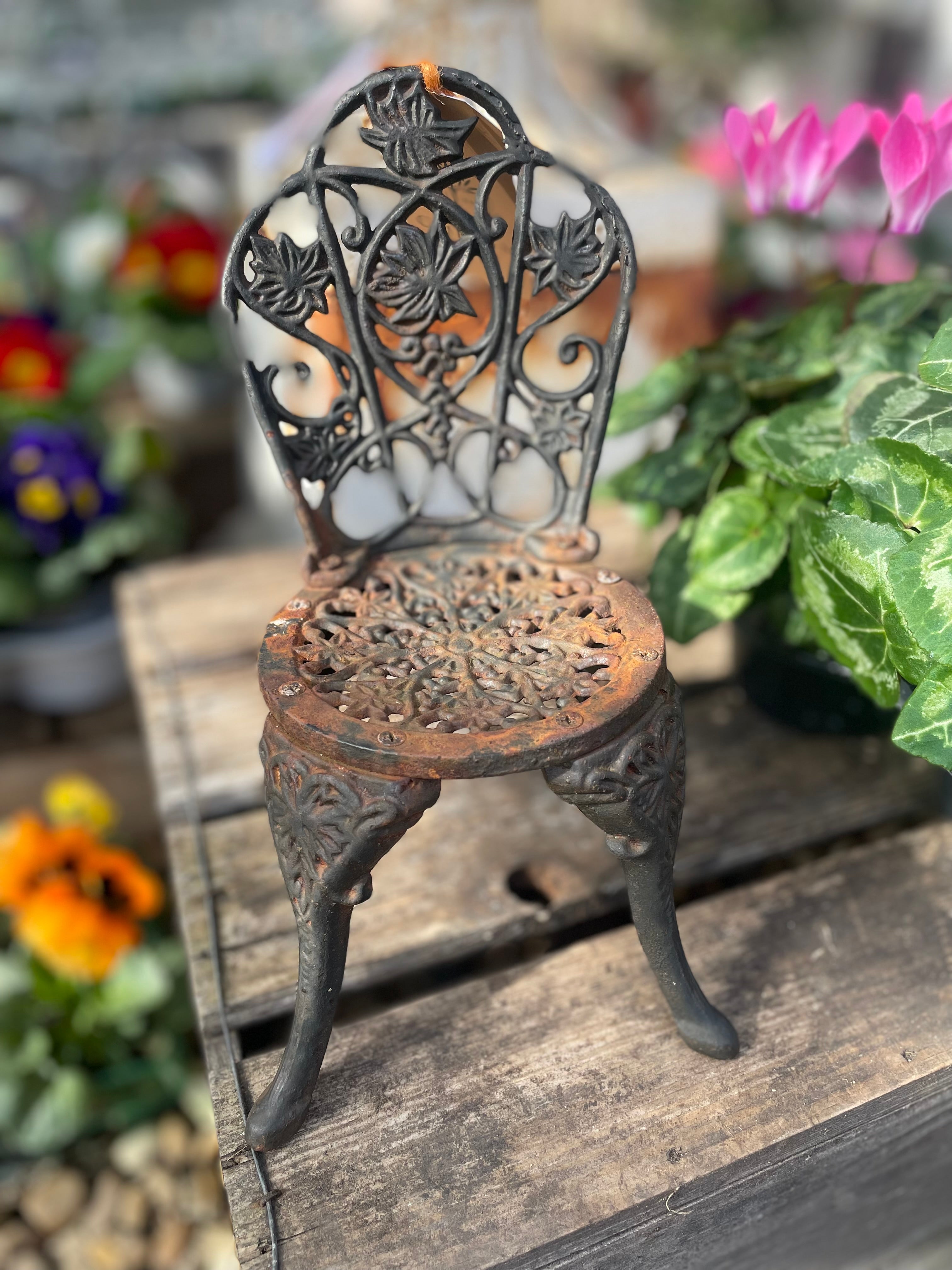 Miniature Vintage Cast Iron Garden Chair