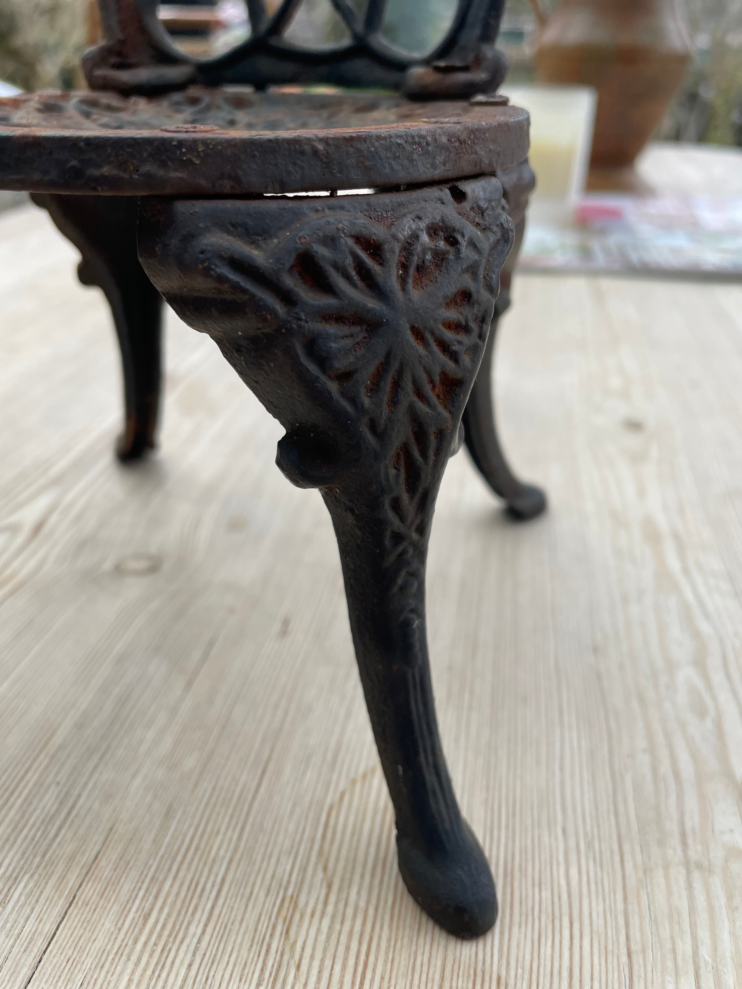 Miniature Vintage Cast Iron Garden Chair