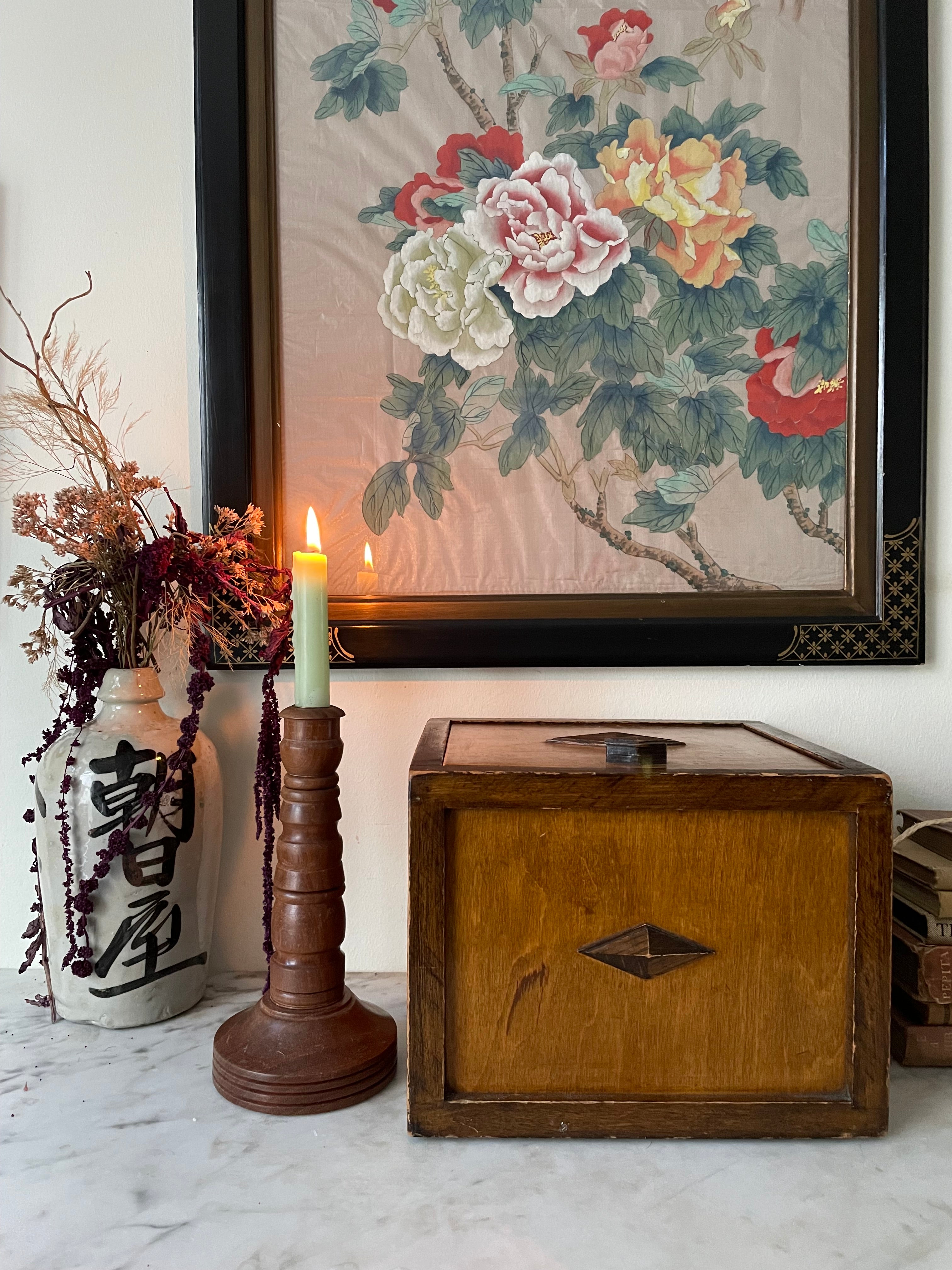 1940s Turned Wooden Candlestick with Brass Insert. Was £25 now £16.25 at checkout