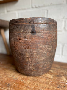 19th Century Hand-Carved Large Grain Pot