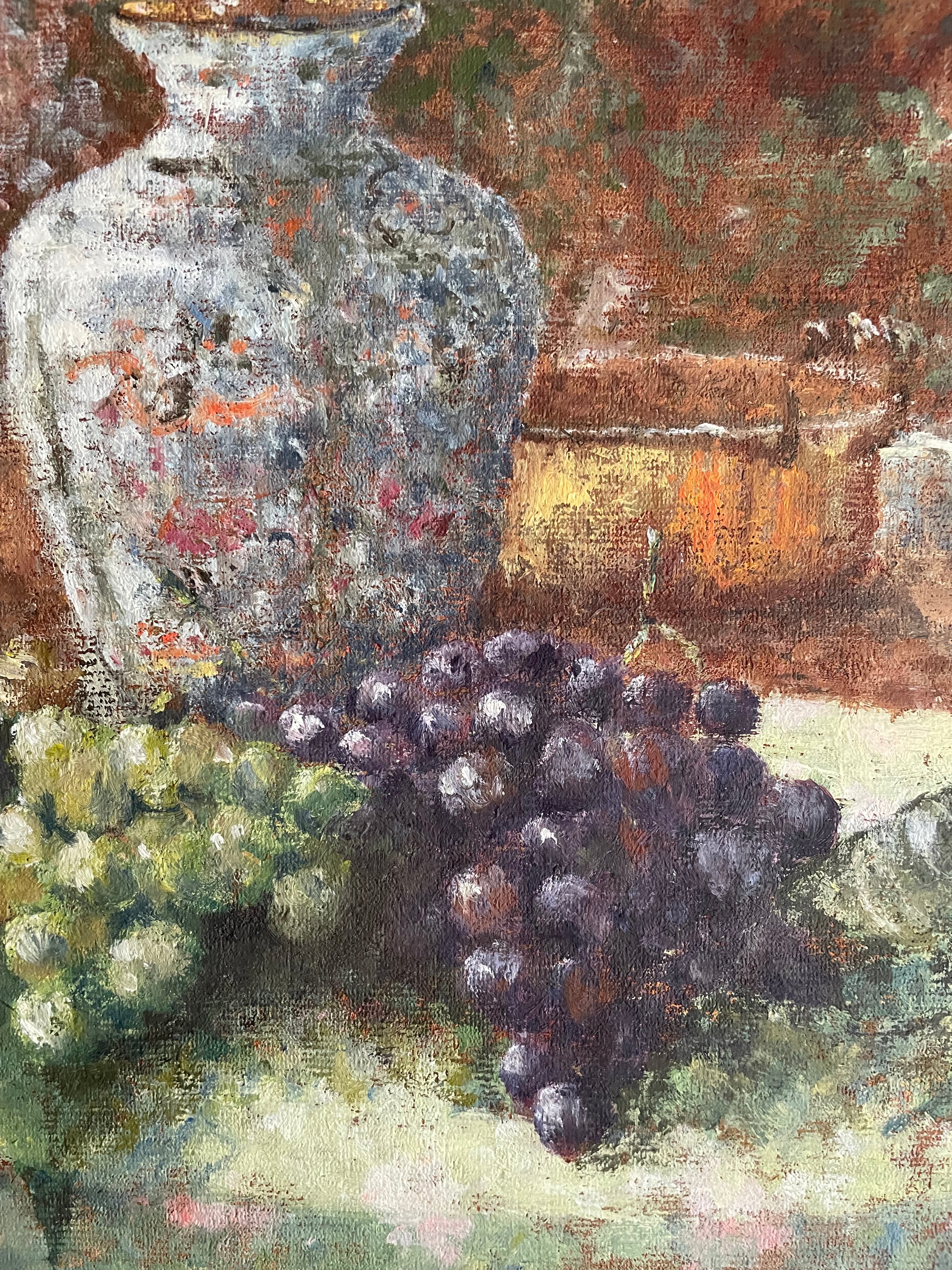 Fruit Still Life:  Framed Vintage Oil on Board