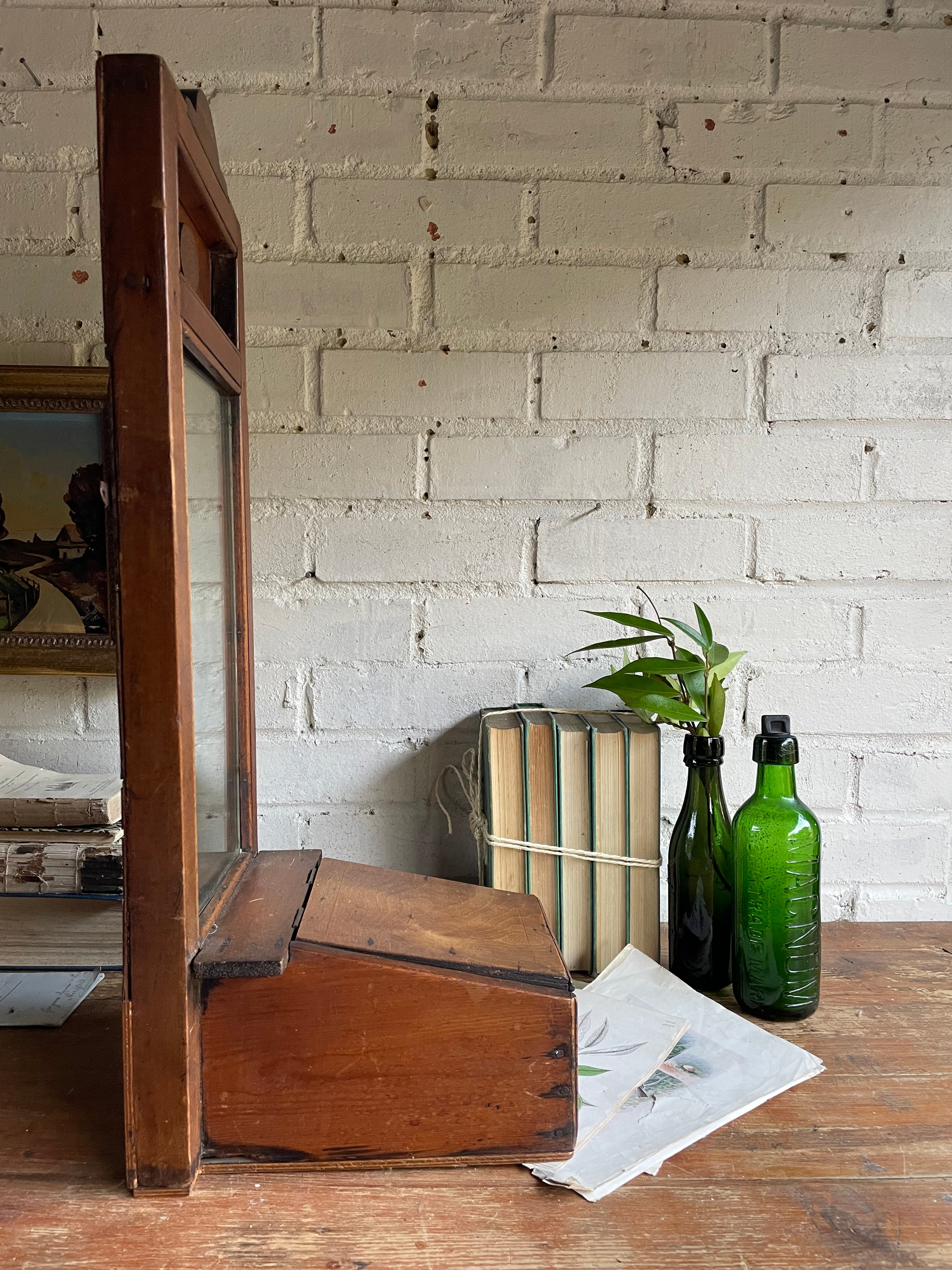 UK only delivery. 19th Century Oak Wall Unit with Mirror. Was £70 now £45.50 at checkout