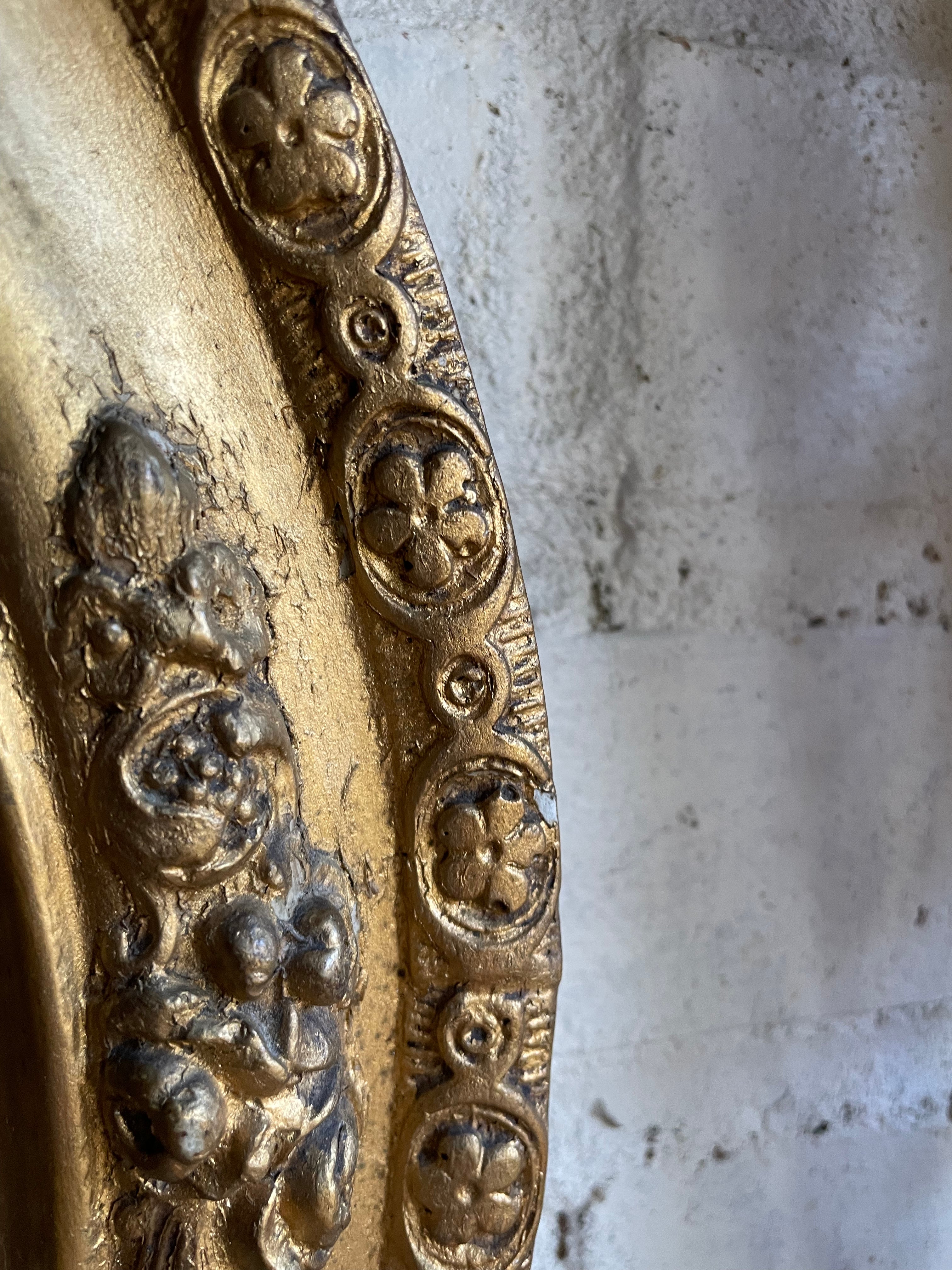 19th Century Framed Lithographic Print with Gilt Frame and Rope Tie:  Pastoral Scene