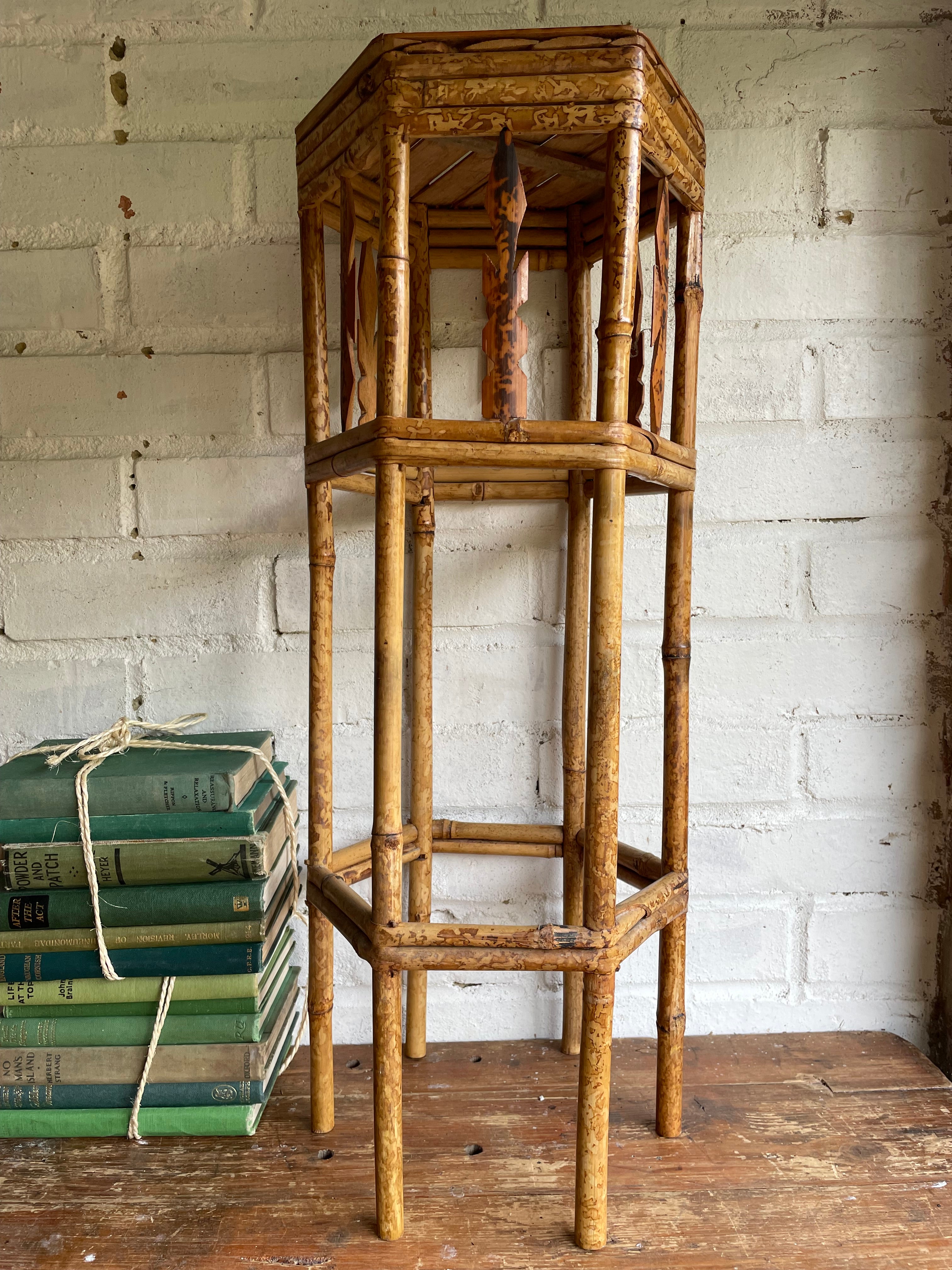 Midcentury Tiger Bamboo Plant Stand